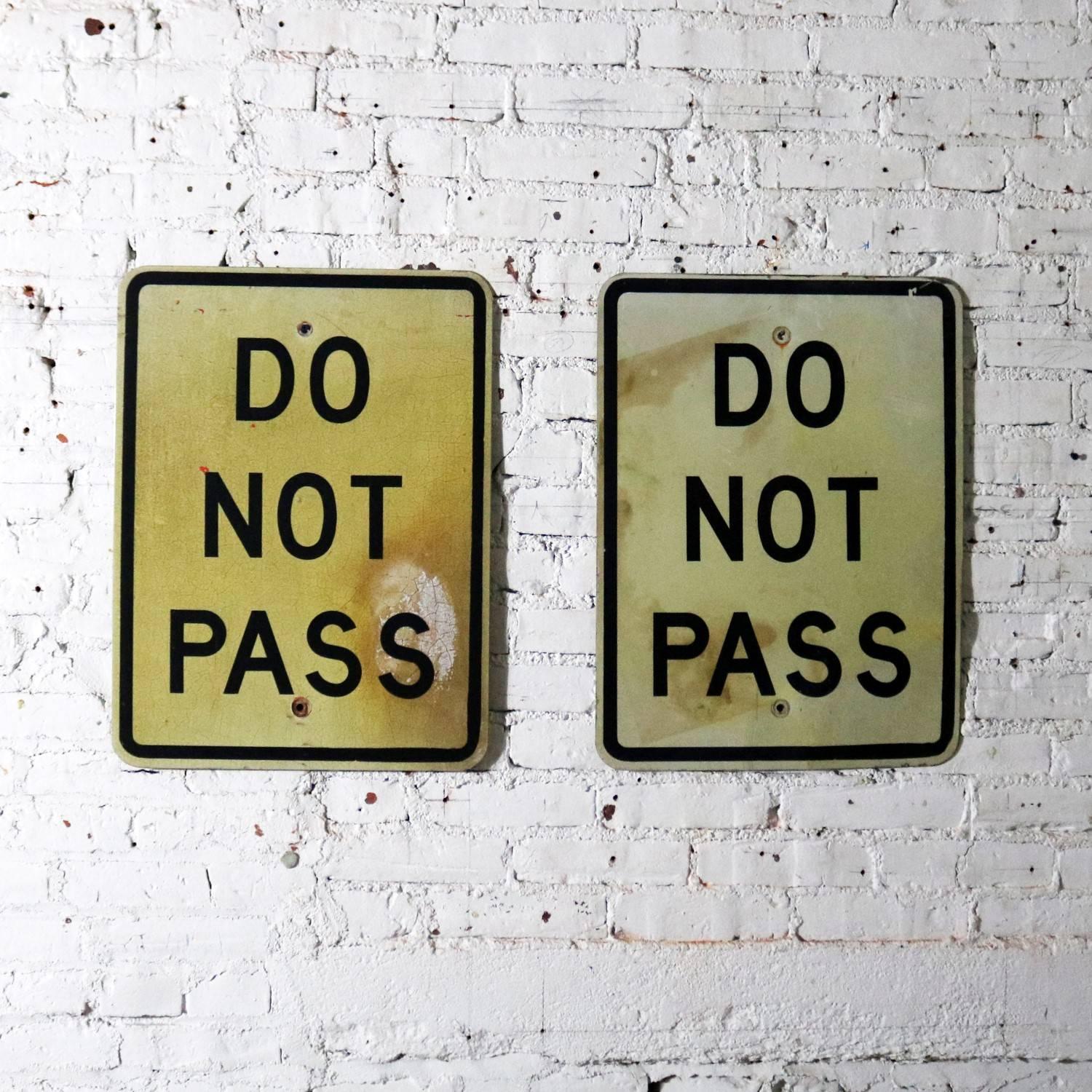 Vintage Do Not Pass Metal Traffic Signs For Sale 3