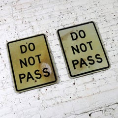 Vintage Do Not Pass Metal Traffic Signs