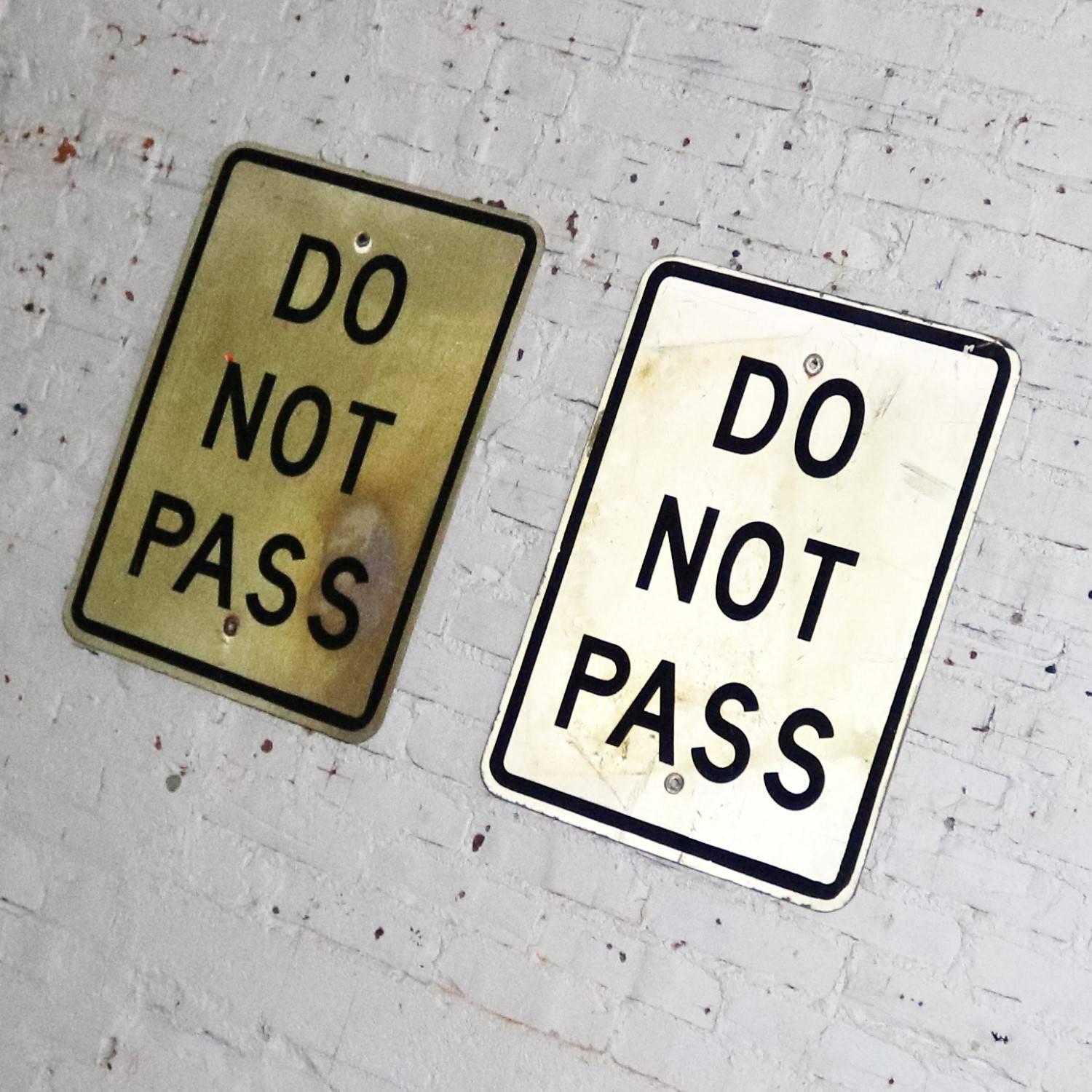 20th Century Vintage Do Not Pass Metal Traffic Signs For Sale