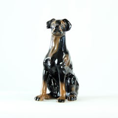 Estatua vintage de jarra doberman de porcelana de Jihokera, Checoslovaquia Años 60