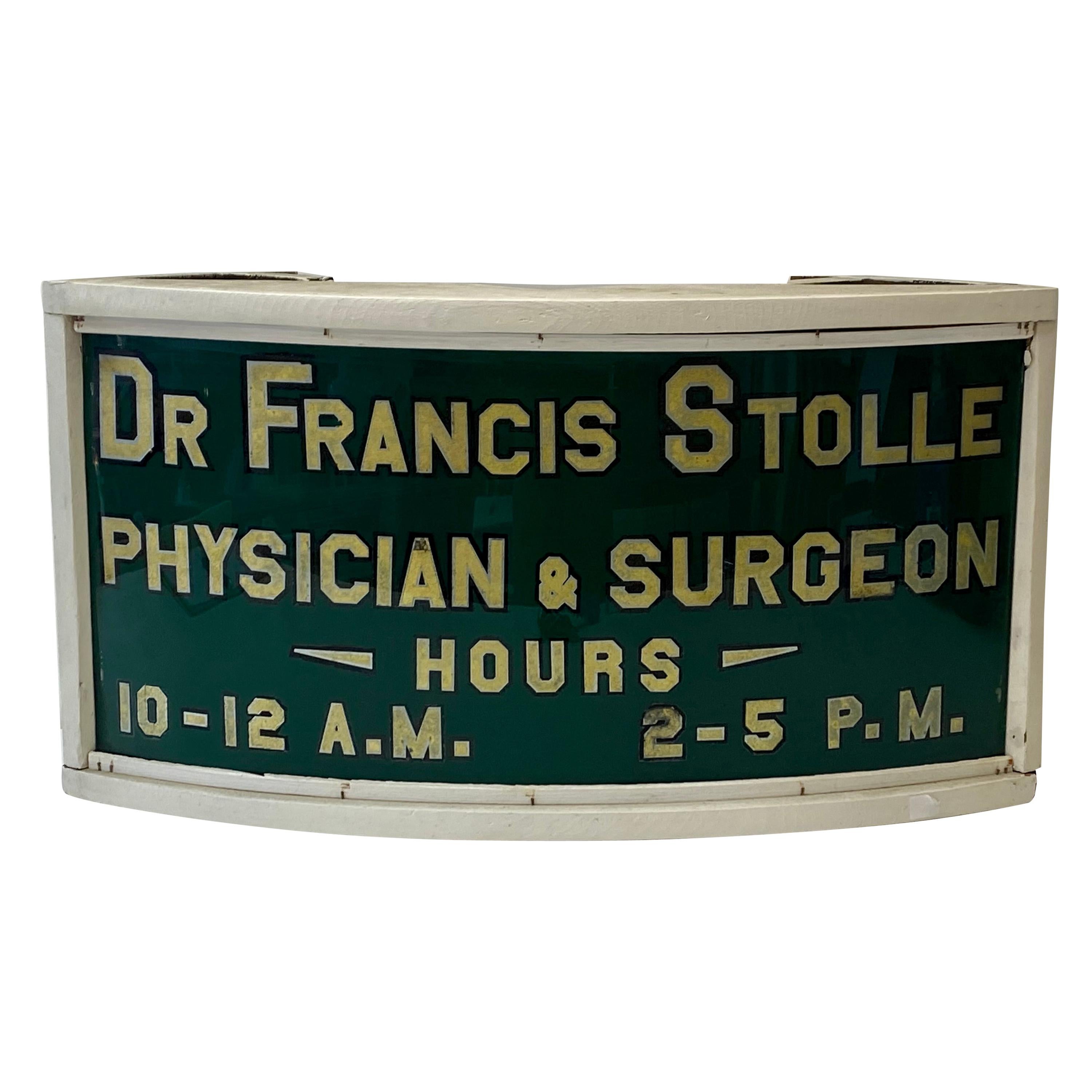 Vintage Doctor's Office "Physician & Surgeon" Sign, C.1920s