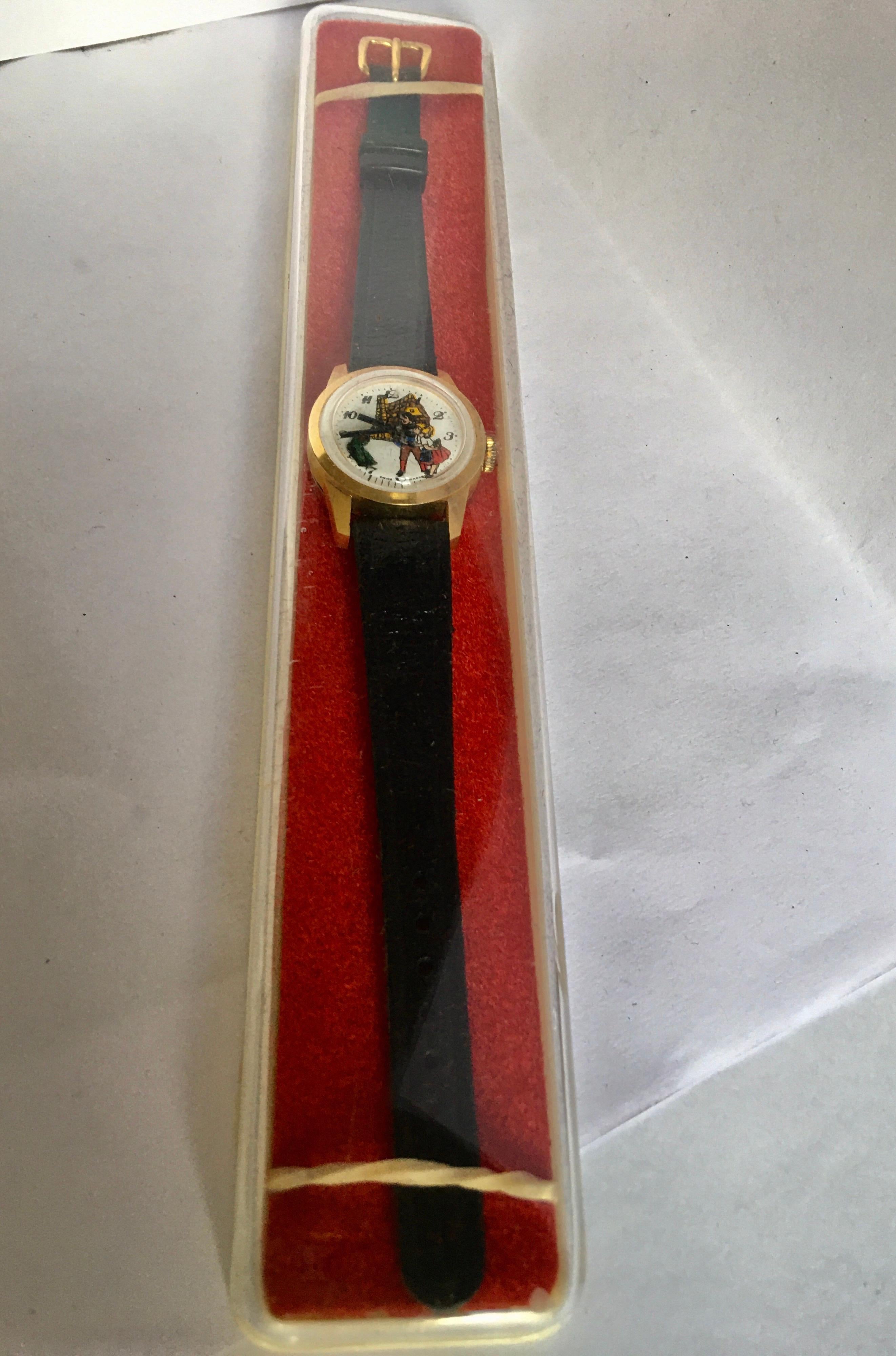 Vintage Dog Automation Swiss Mechanical Watch For Sale 6