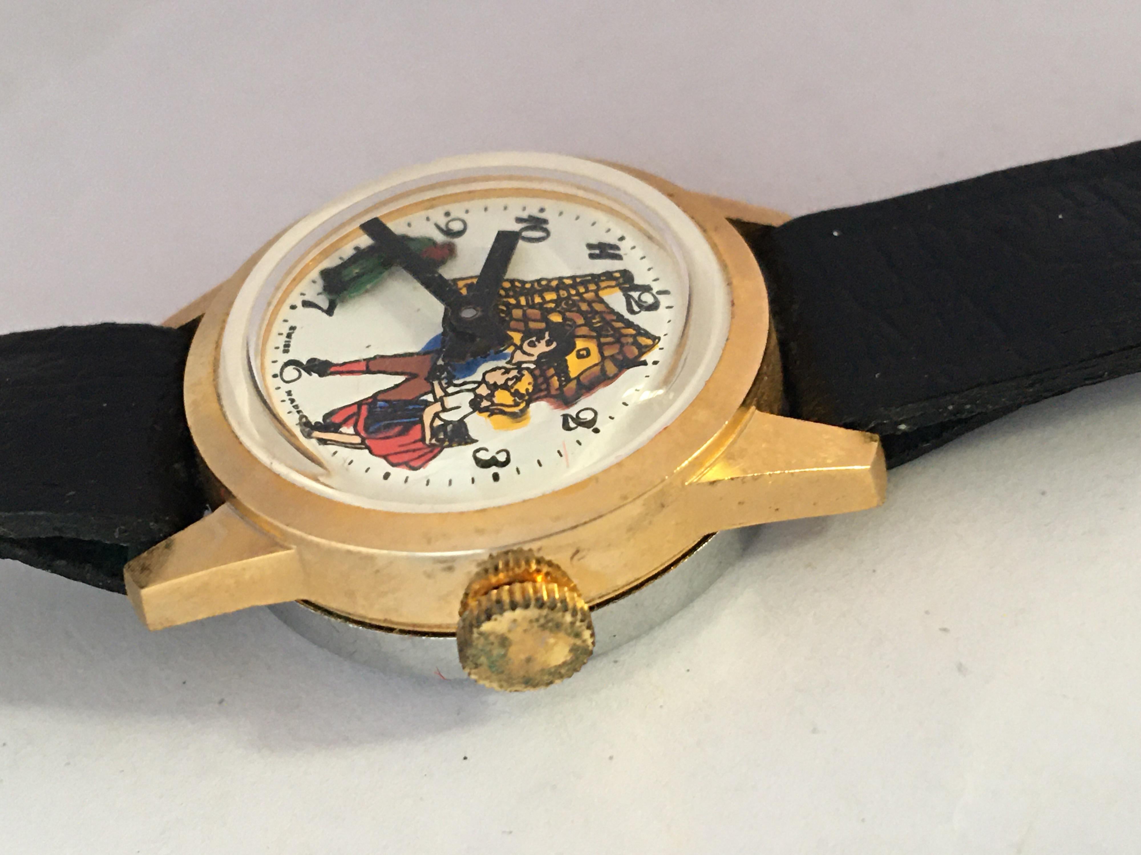 Vintage Dog Automation Swiss Mechanical Watch For Sale 2