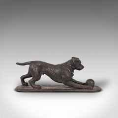 Vieille figure de chien:: anglais:: bronze:: statue:: Playful Retriever:: after PJ Mene