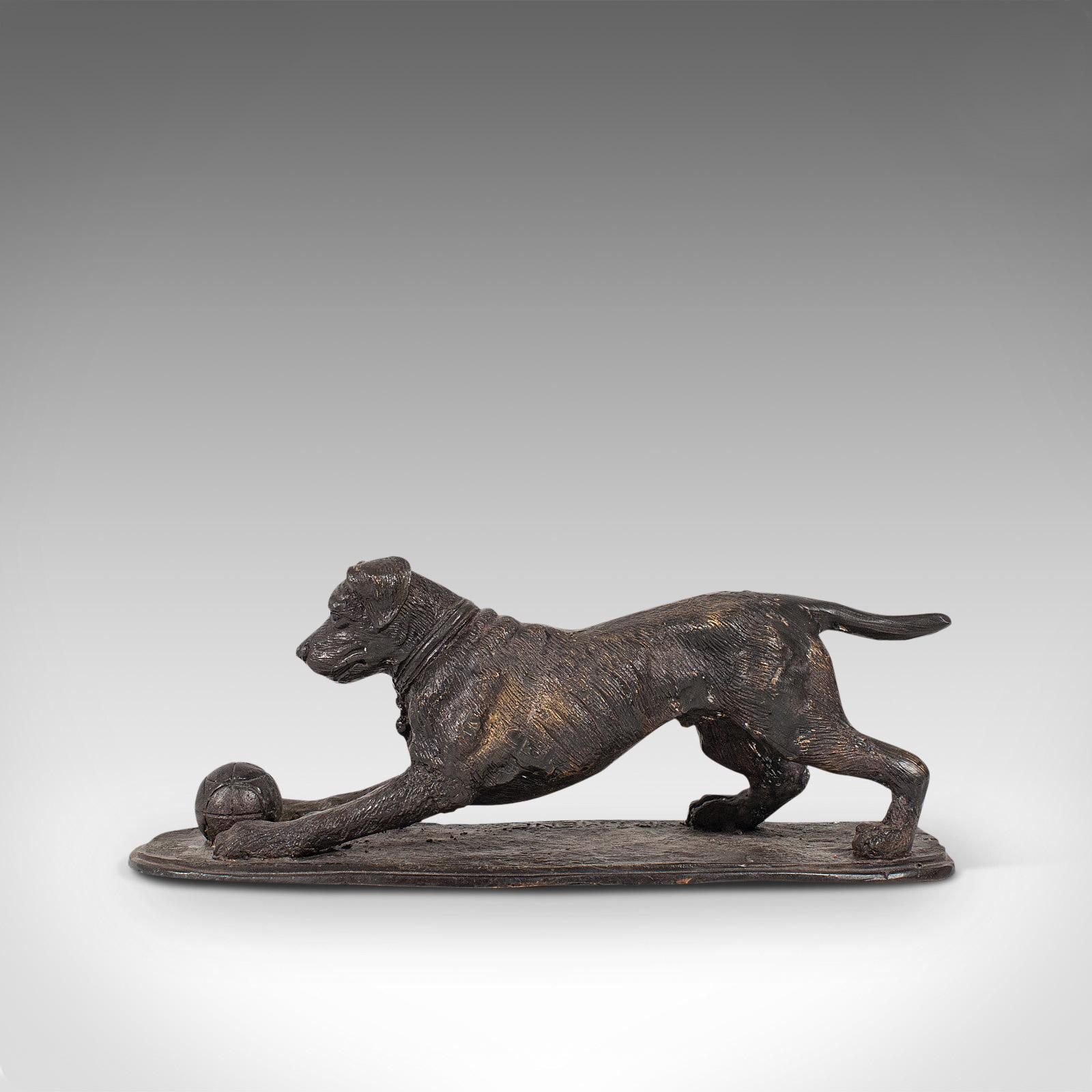 Vintage Dog Figure, English, Bronze, Statue, Playful Retriever, after PJ Mene 1