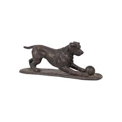 Vieille figure de chien:: anglais:: bronze:: statue:: Playful Retriever:: after PJ Mene