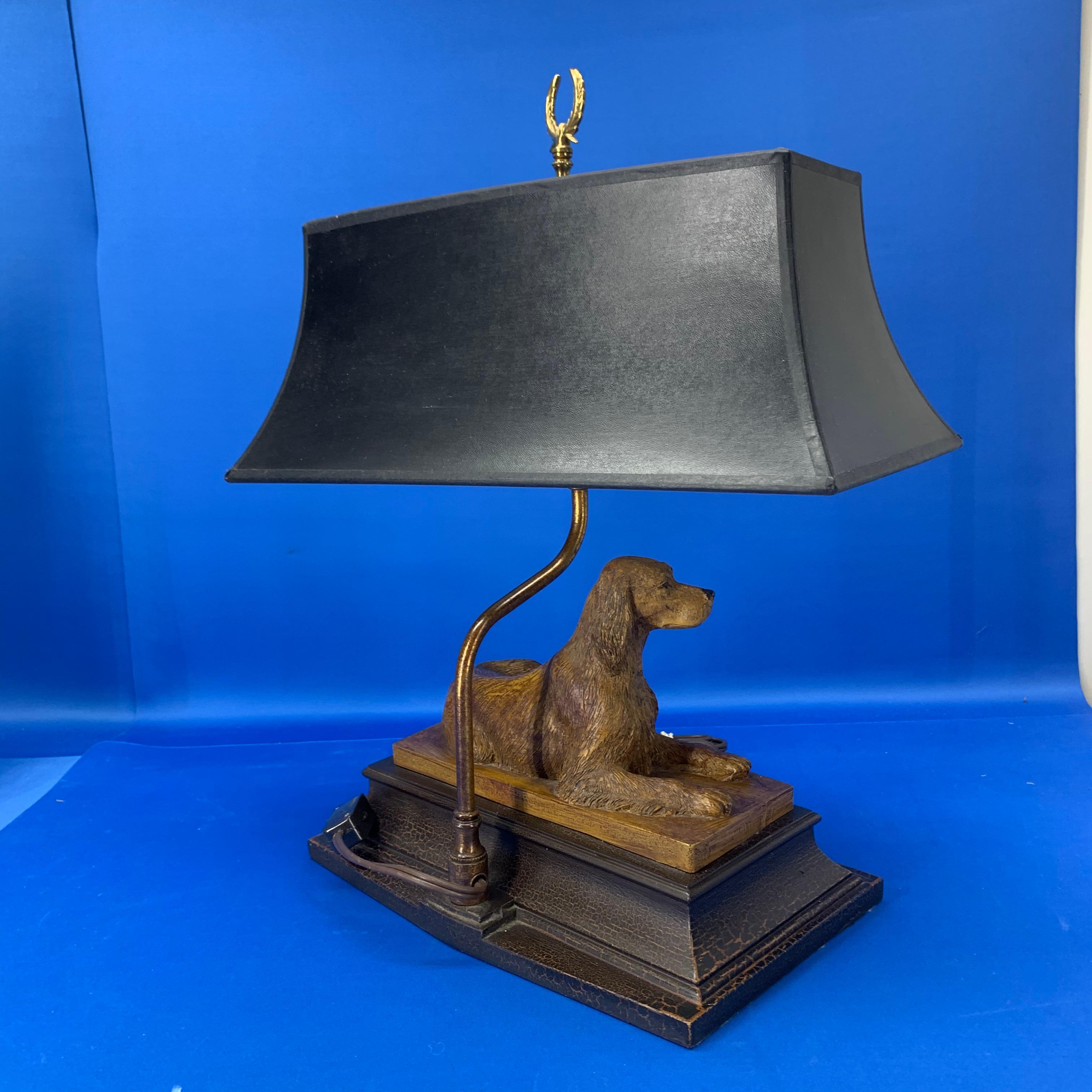 Vintage Dog Sculpture Desk Lamp With Black Shade 3