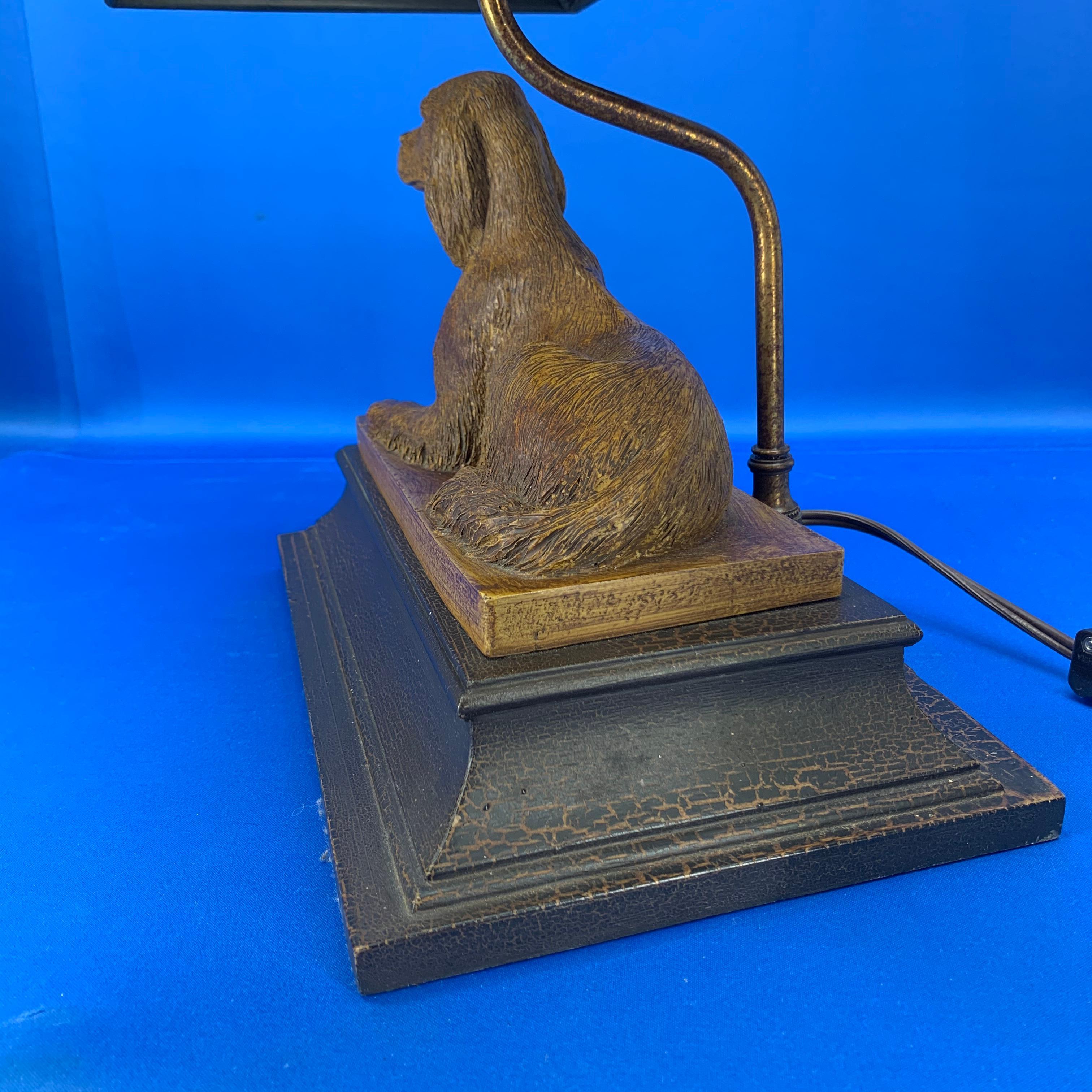 Vintage Dog Sculpture Desk Lamp With Black Shade 4