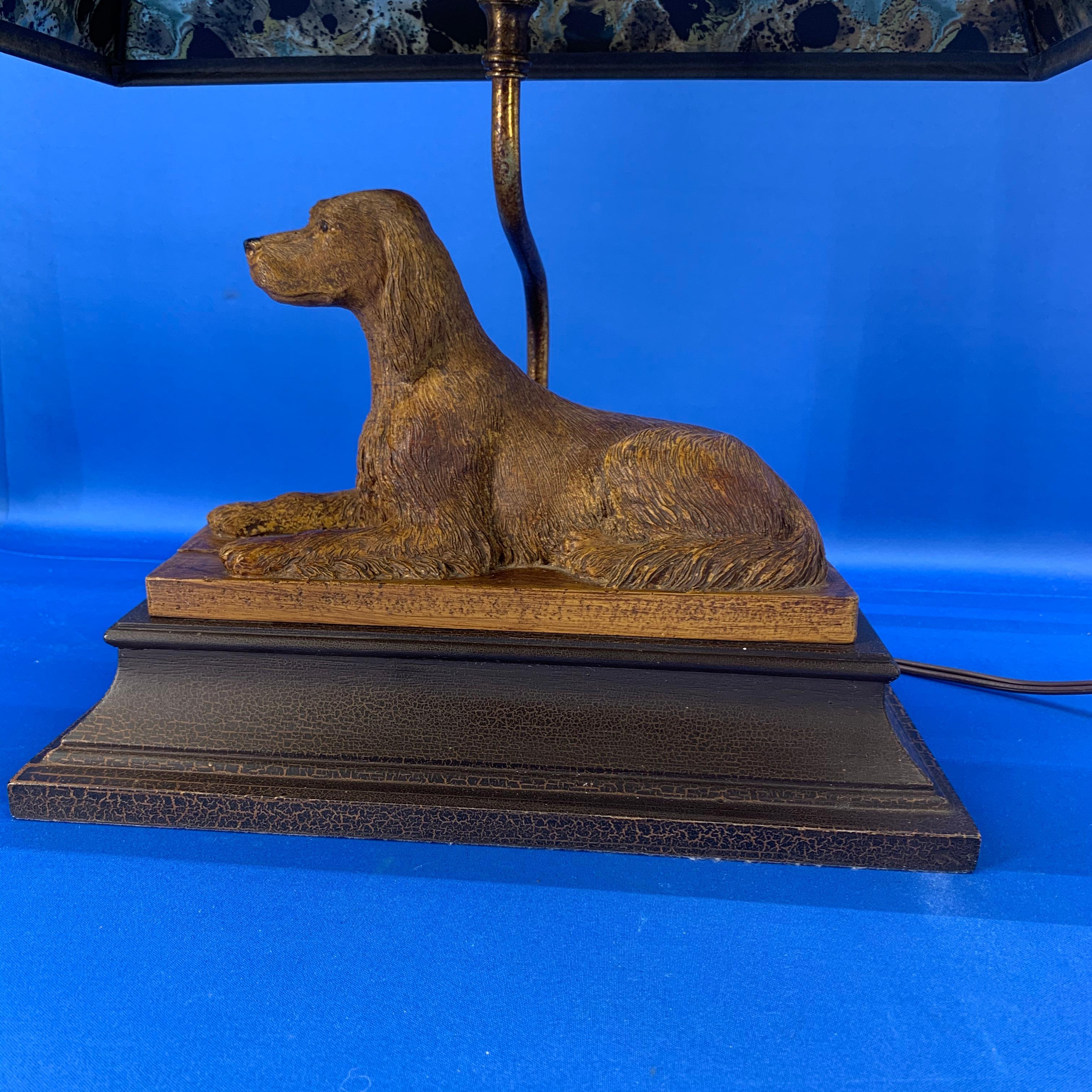 Vintage Dog Sculpture Desk Lamp With Black Shade In Good Condition In Haddonfield, NJ