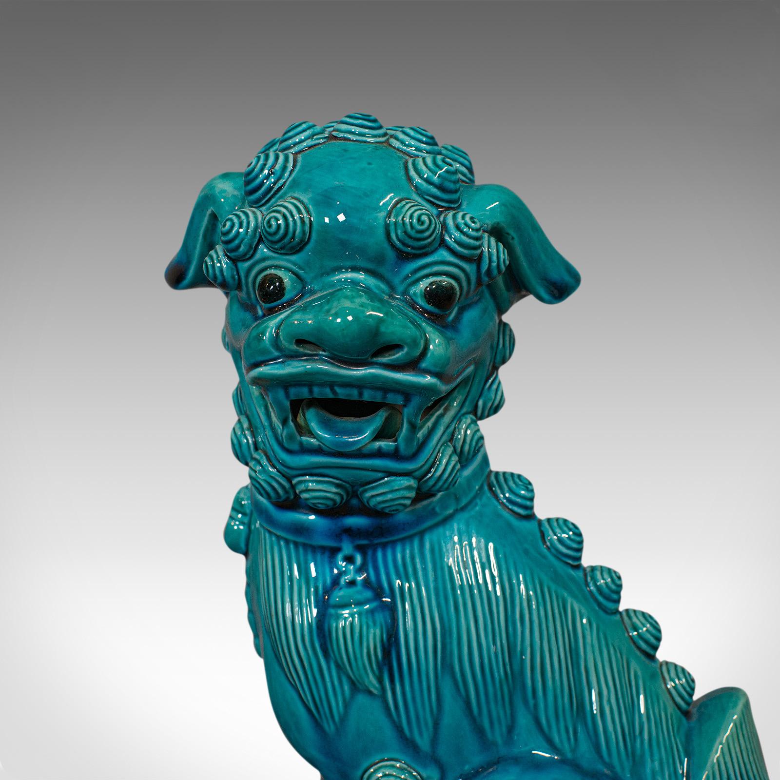 Vintage Dog Statue, Oriental, Ceramic, Dog of Fo, Ornament, Art Deco, circa 1950 2