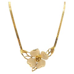 Vintage Dogwood Flower Pendant Necklace
