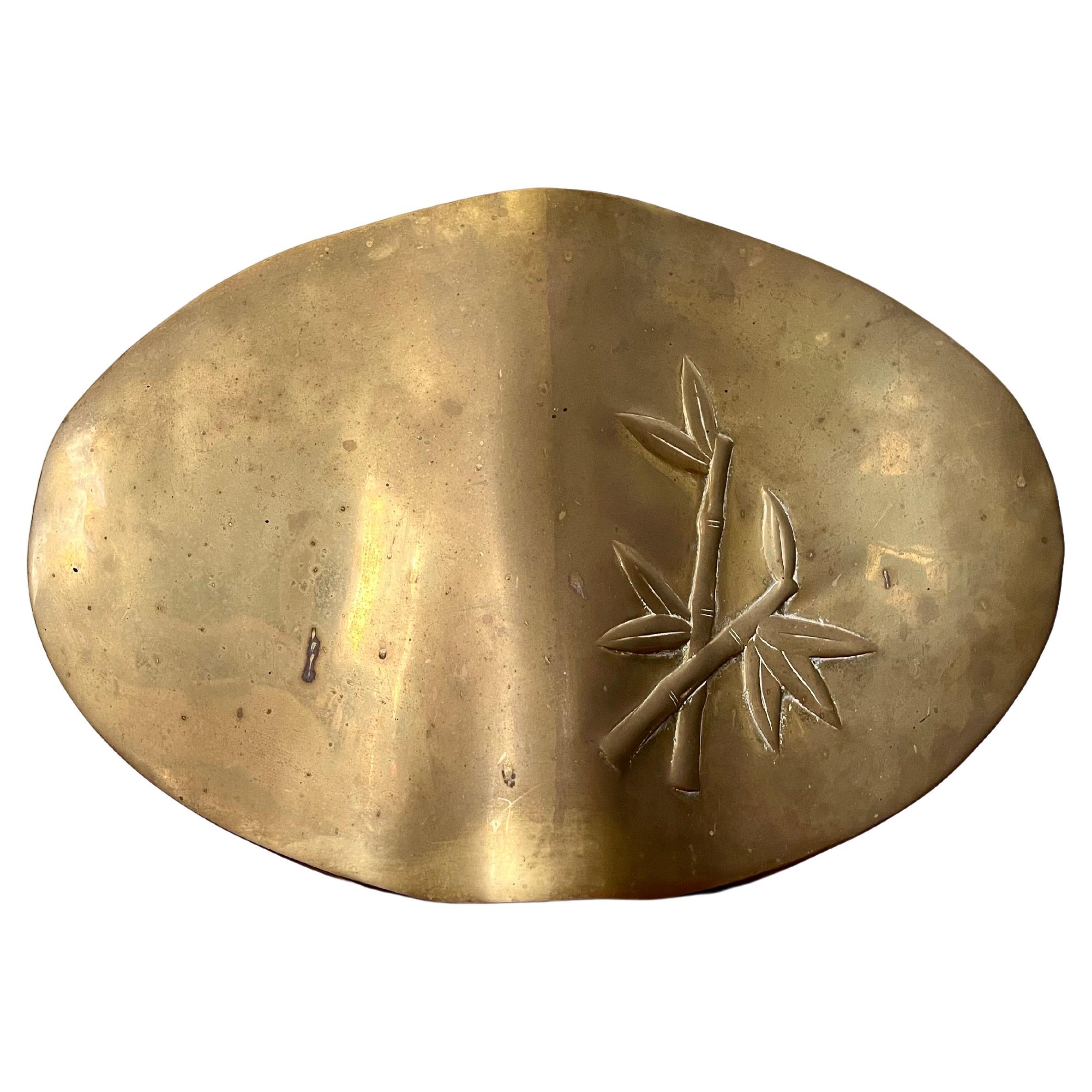 Vintage Dolbi Cashier Brass Vase Bamboo Motif