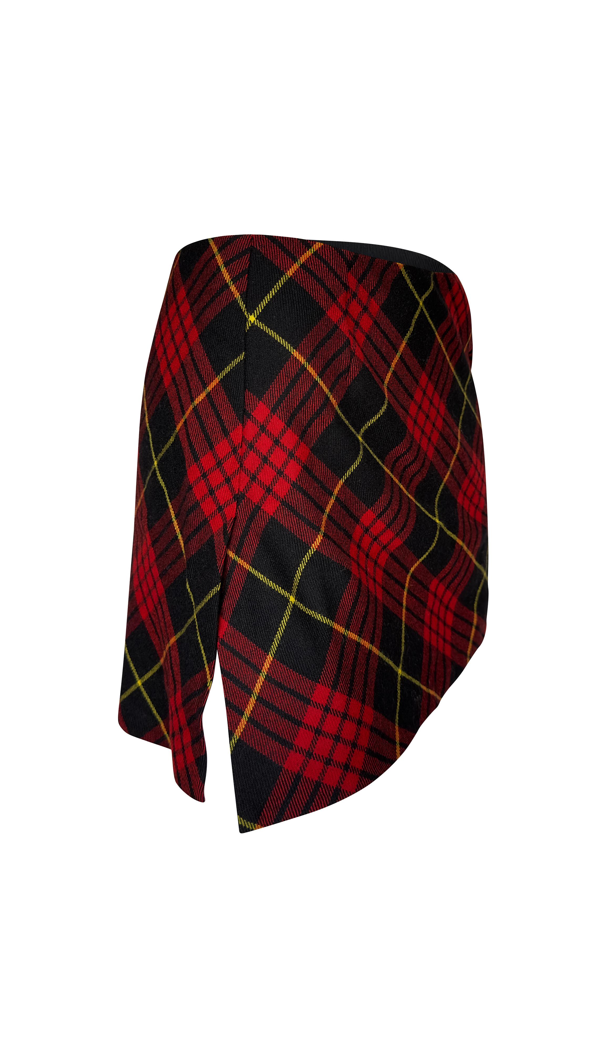 Women's  Vintage Dolce and Gabbana 90s tartan micro mini skirt with lateral slits 