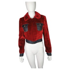 Vintage Dolce and Gabbana cropped red Faux fur jacket
