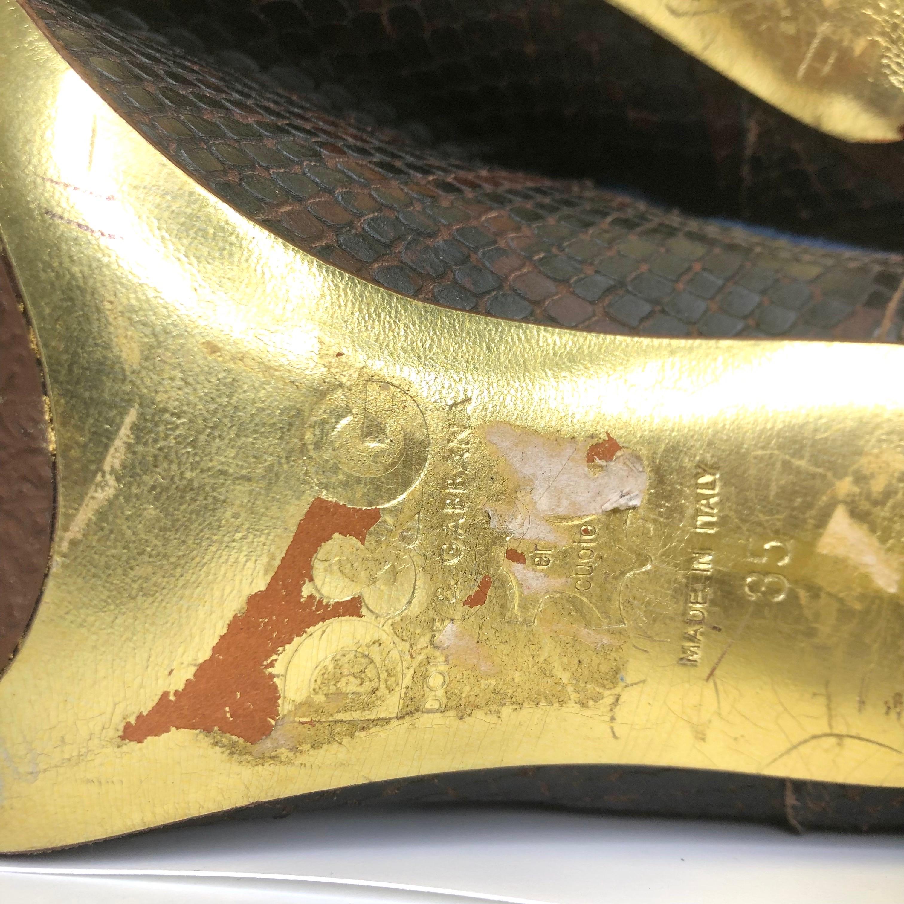 Vintage Dolce & Gabbana Denim Schlangenhaut hohe spitze Zehe hochhackige Stiefel 35 im Angebot 2