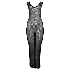 Vintage Dolce & Gabbana 1995 Schwarzes Fischnetzkleid