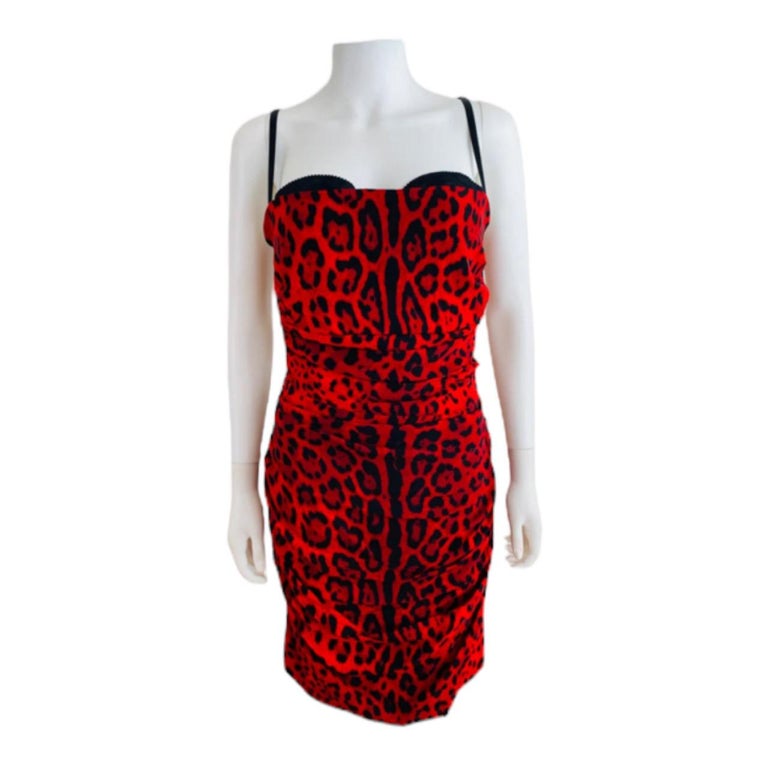 dolce and gabbana red leopard dress Dolce & Gabbana leopard-print Maxi Dress | Red