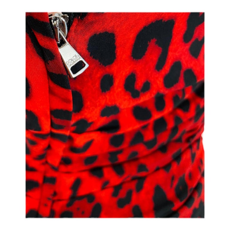 open lace back dress Dolce & Gabbana Red Leopard Sheath A-Line Dress