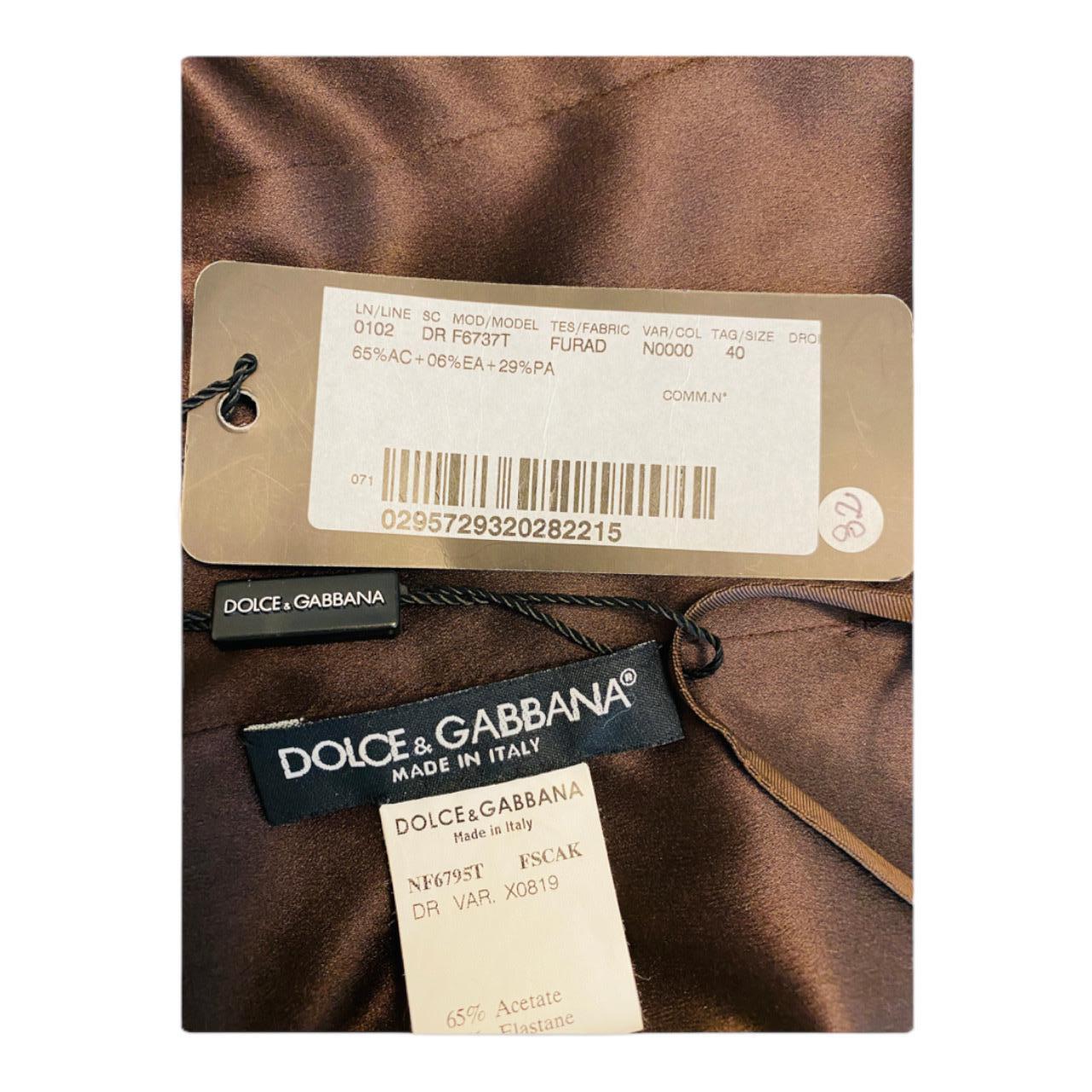 Vintage Dolce + Gabbana 2000s Y2K Tiger Stripe Stretch Silk Dress New With Tags For Sale 5