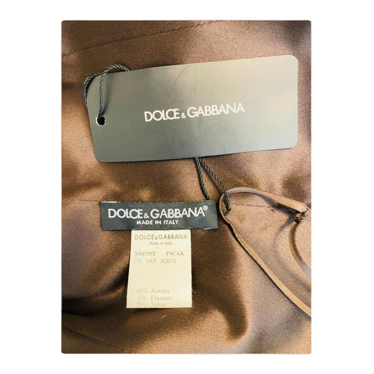 Vintage Dolce + Gabbana 2000s Y2K Tiger Stripe Stretch Silk Dress New With Tags For Sale 3