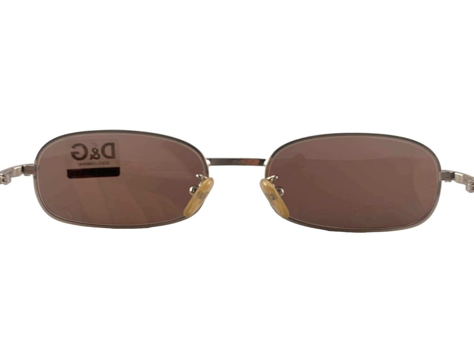 Vintage Dolce & Gabbana 2012 Silver & Bronze Sunglasses 2000's Y2K For Sale 2
