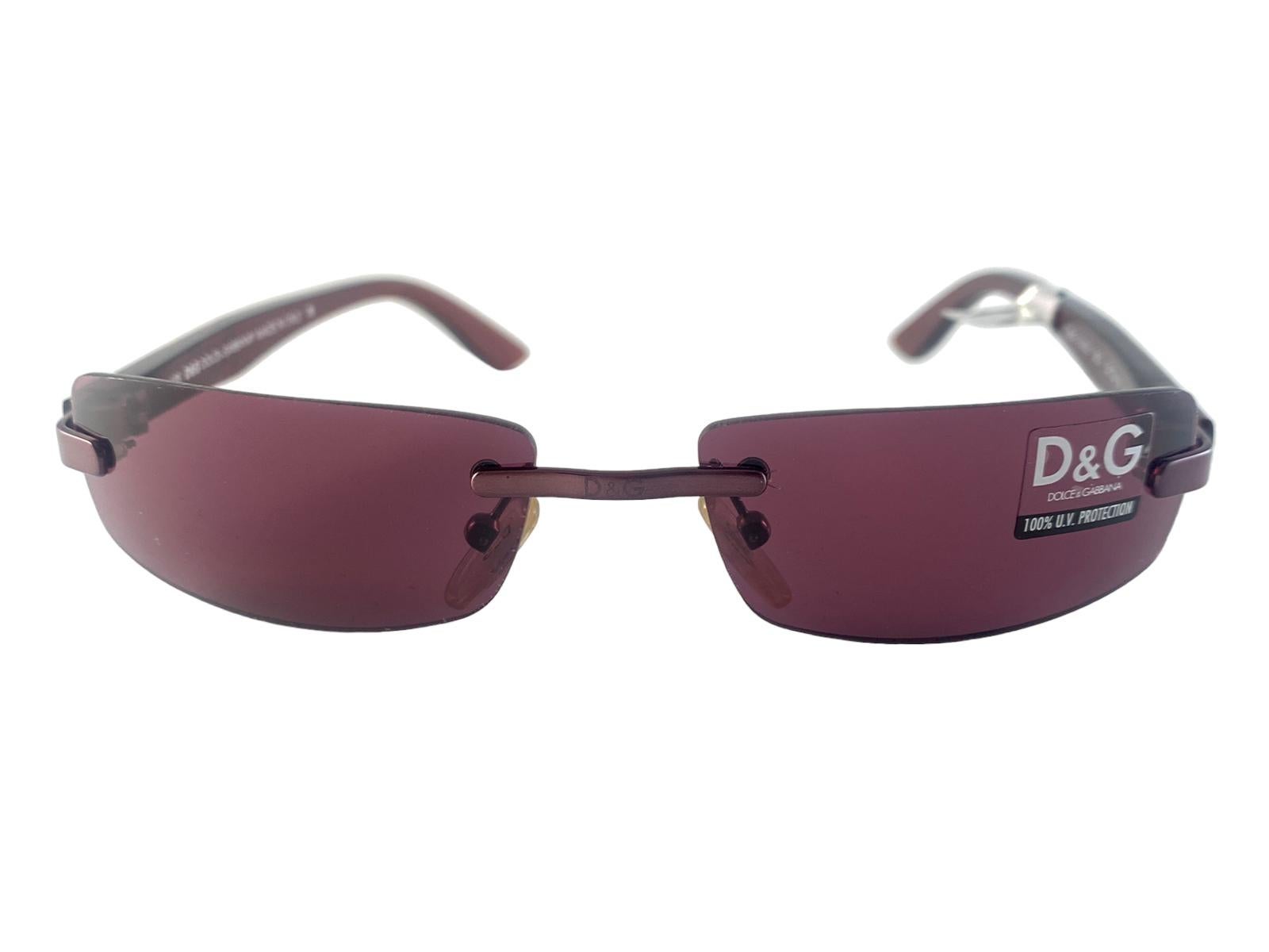 Vintage Dolce & Gabbana 2065 Randlose Vintage-Sonnenbrille 2000er Jahre Y2K (Grau) im Angebot