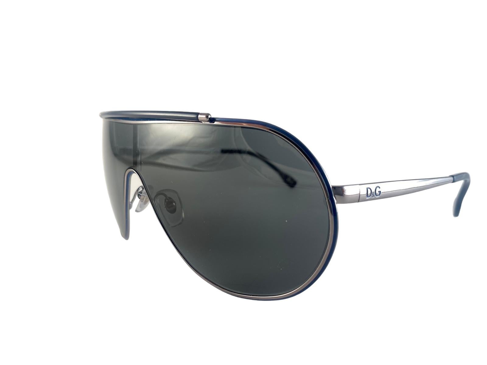 Vintage Dolce & Gabbana 6075 Pilot Silver Mono Lens Sunglasses 2000's Y2K For Sale 2