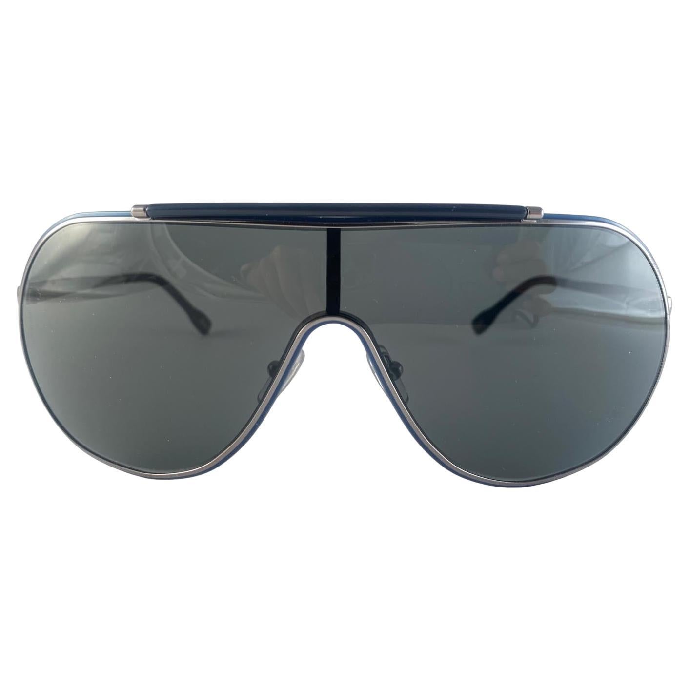Vintage Dolce & Gabbana 6075 Pilot Silver Mono Lens Sunglasses 2000's Y2K For Sale