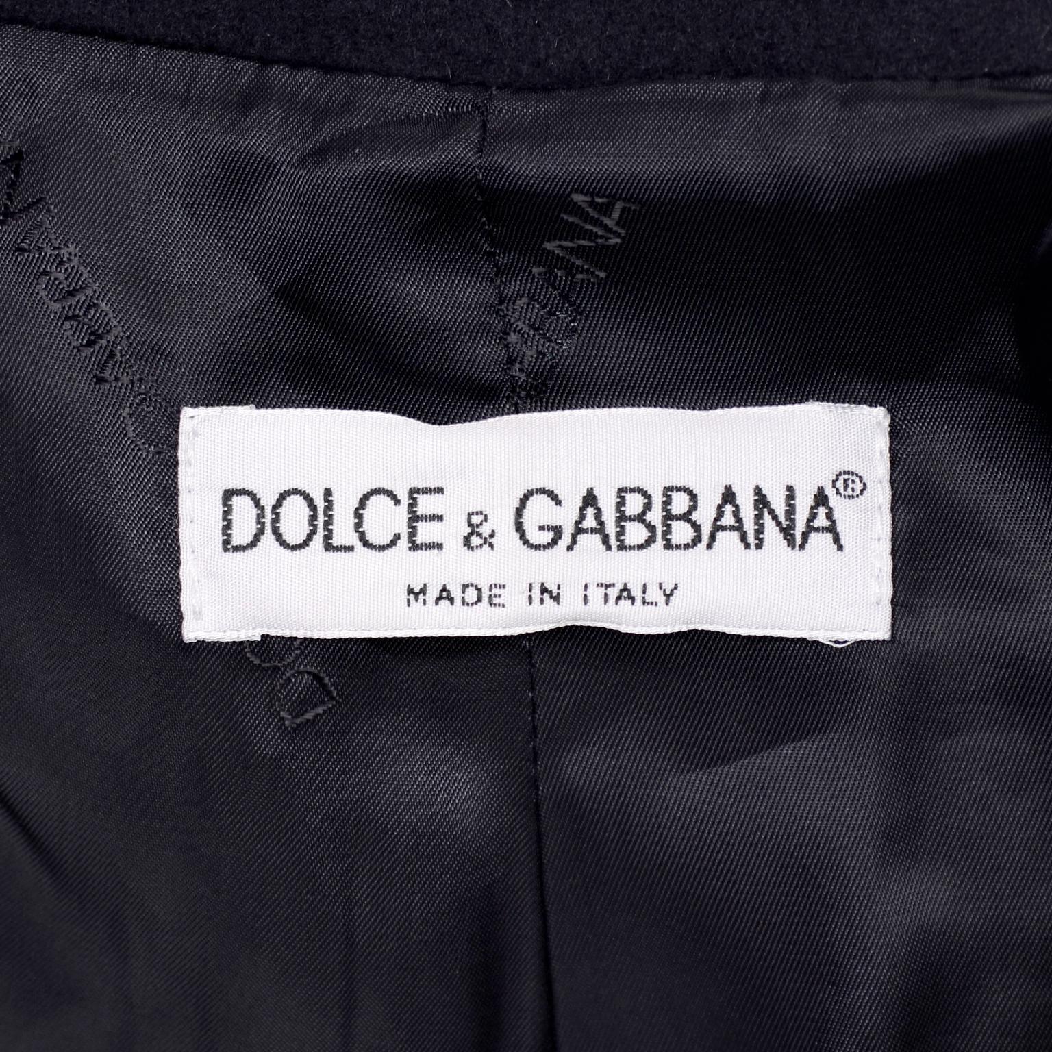 Vintage Dolce & Gabbana Midnight Cashmere Coat W/ Monogram Silk Lining 3