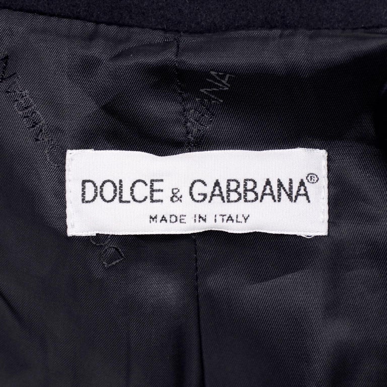 Vintage Dolce and Gabbana Midnight Cashmere Coat W/ Monogram Silk ...