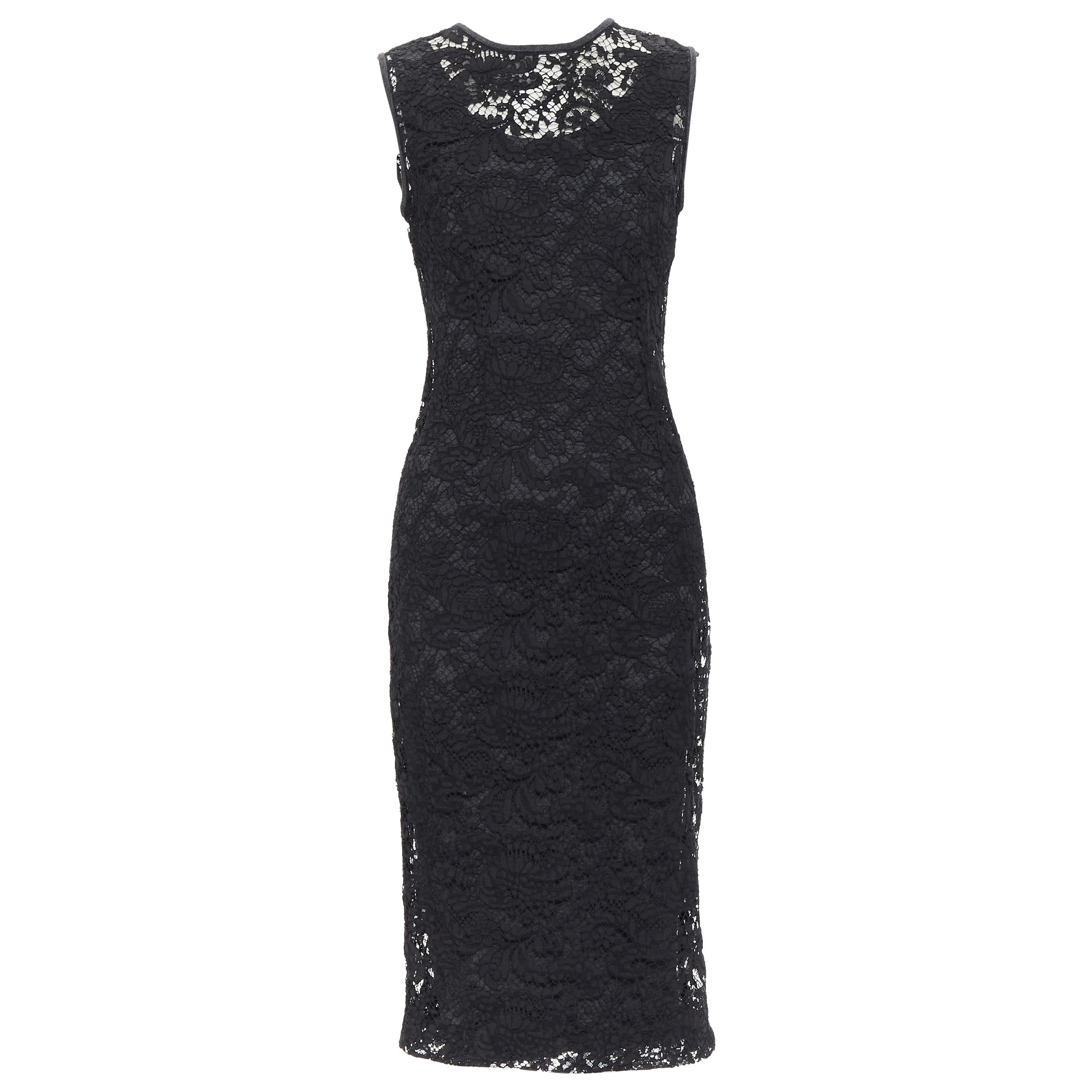 vintage DOLCE GABBANA schwarz florale Spitze grau Jersey gefüttert Cocktailkleid IT42 M