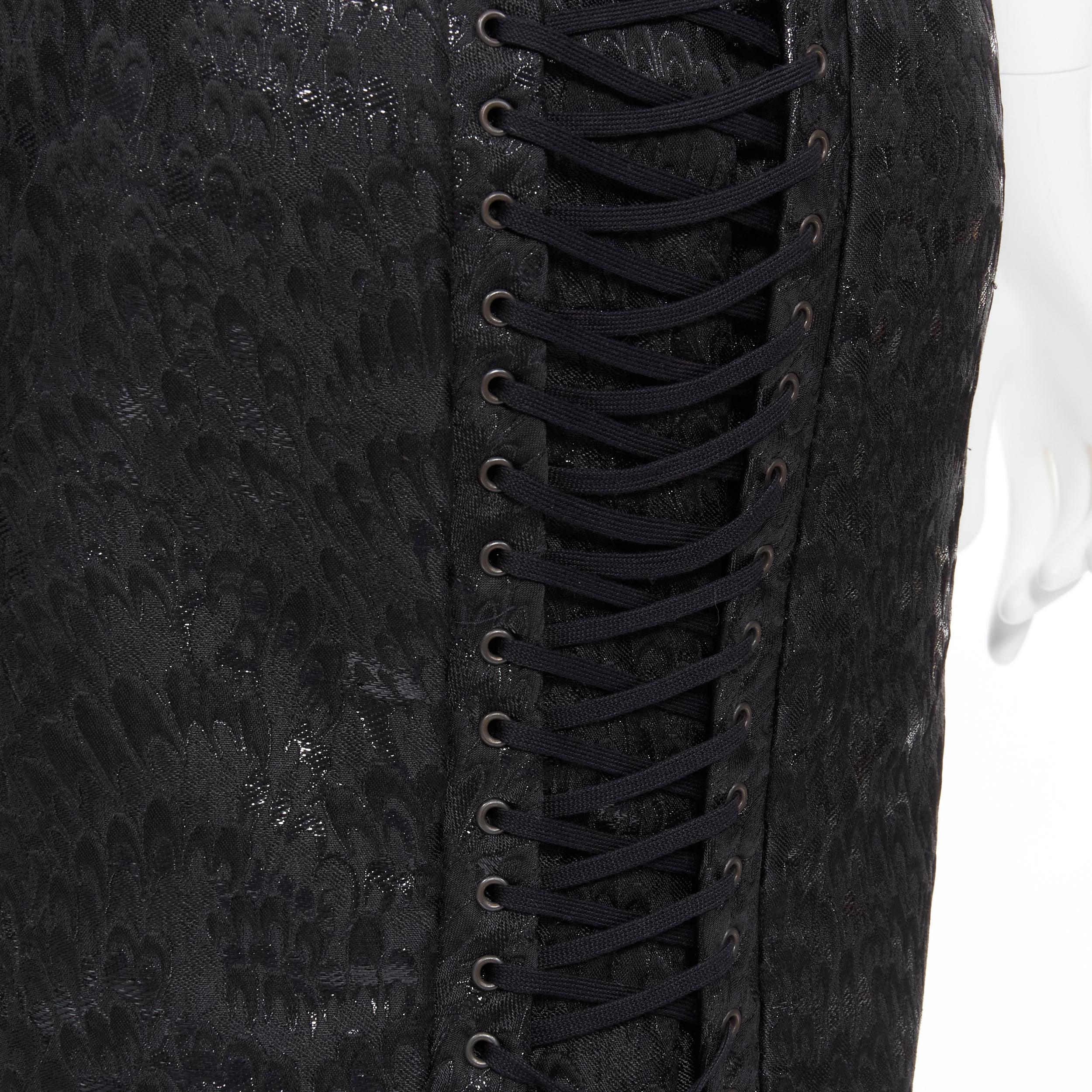 vintage DOLCE GABBANA black lurex brocade lace up corset cocktail dress IT42 M 1