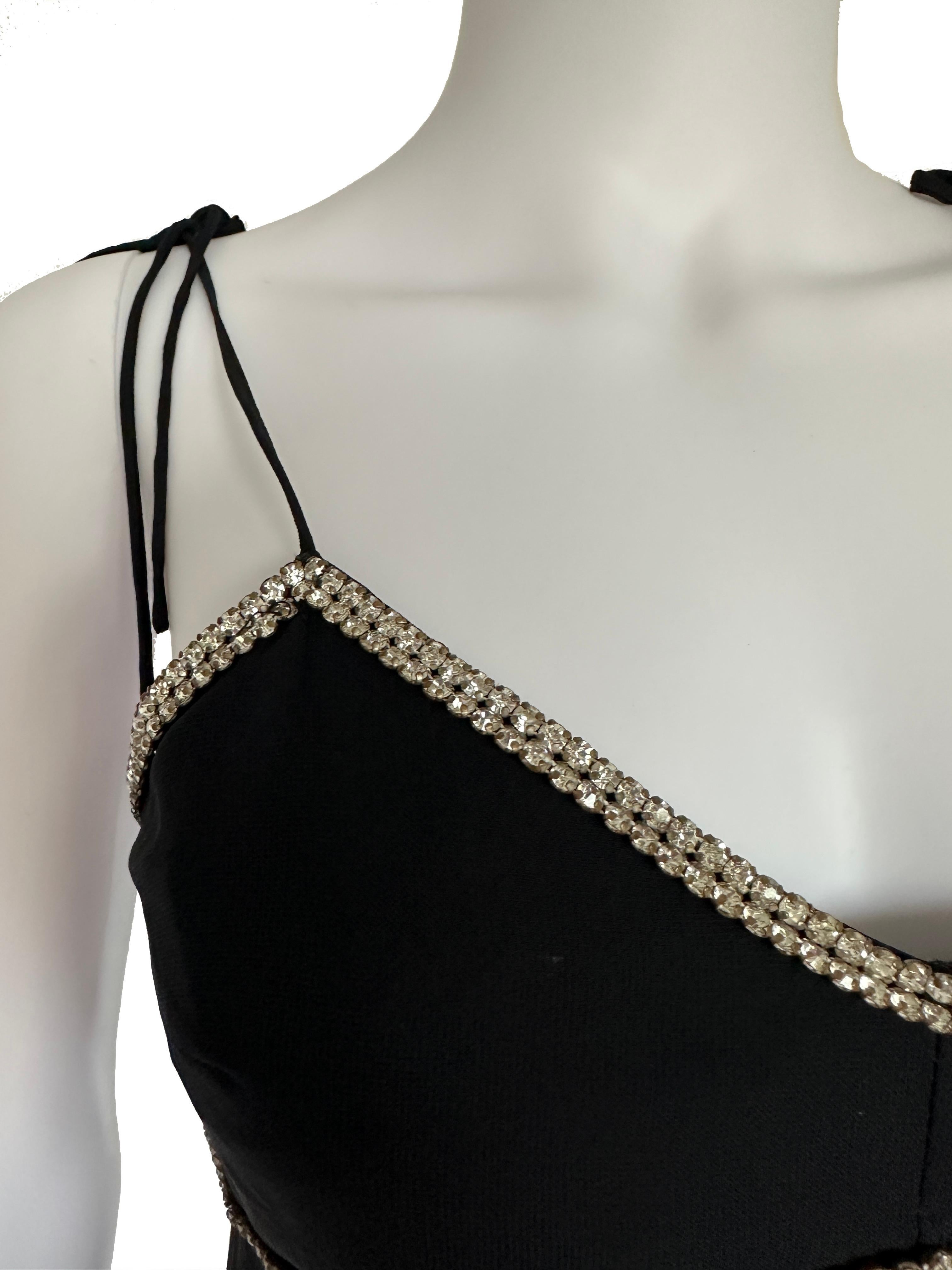 Black Vintage Dolce & Gabbana black mini dress with crystal trim details S/S1995  For Sale