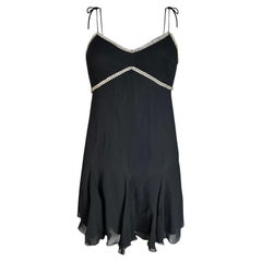 Vintage Dolce & Gabbana black mini dress with crystal trim details S/S1995