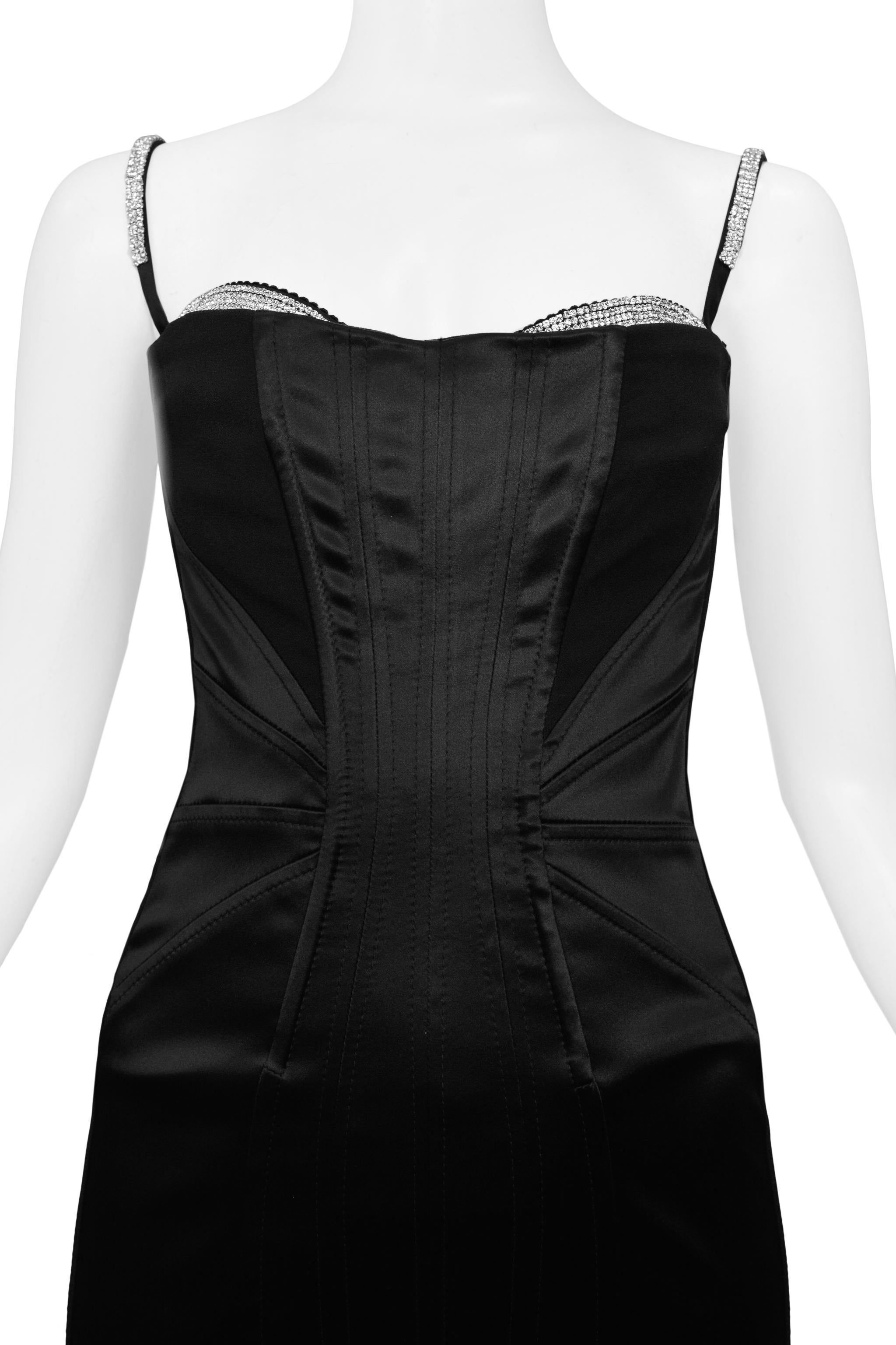 Schwarzes Abendkleid aus Satin und Kristall von Dolce & Gabbana Damen