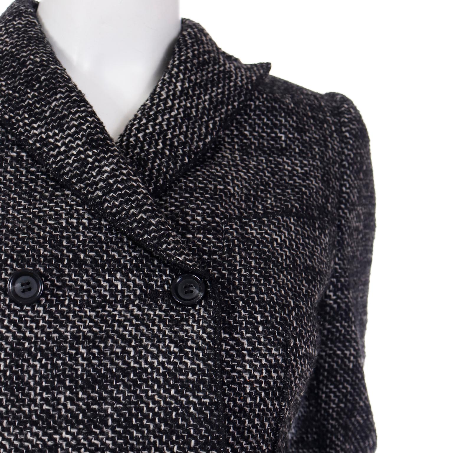 Vintage Dolce & Gabbana Black Tweed 3 Pc Jacket Vest & Trousers Pantsuit  For Sale 6