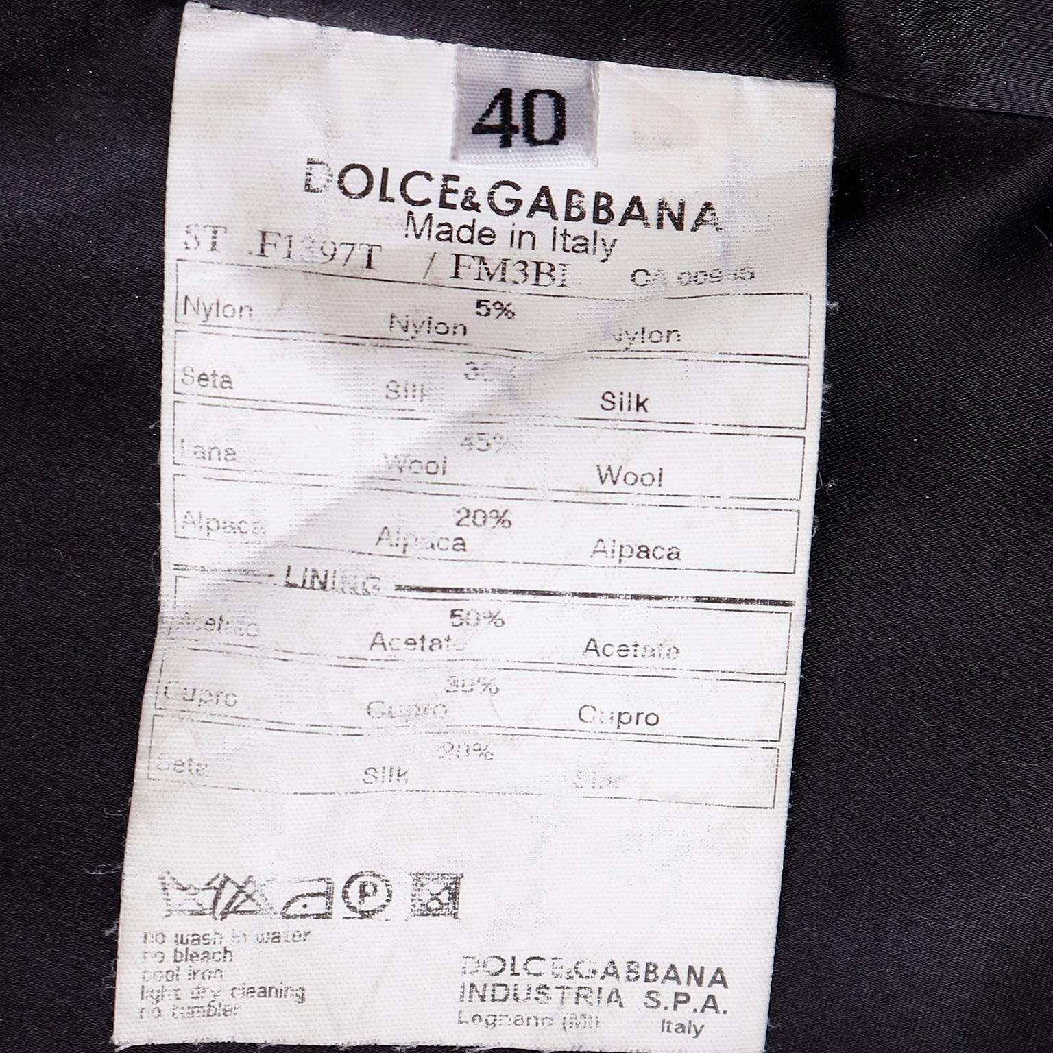 Vintage Dolce & Gabbana Black Tweed 3 Pc Jacket Vest & Trousers Pantsuit  For Sale 8