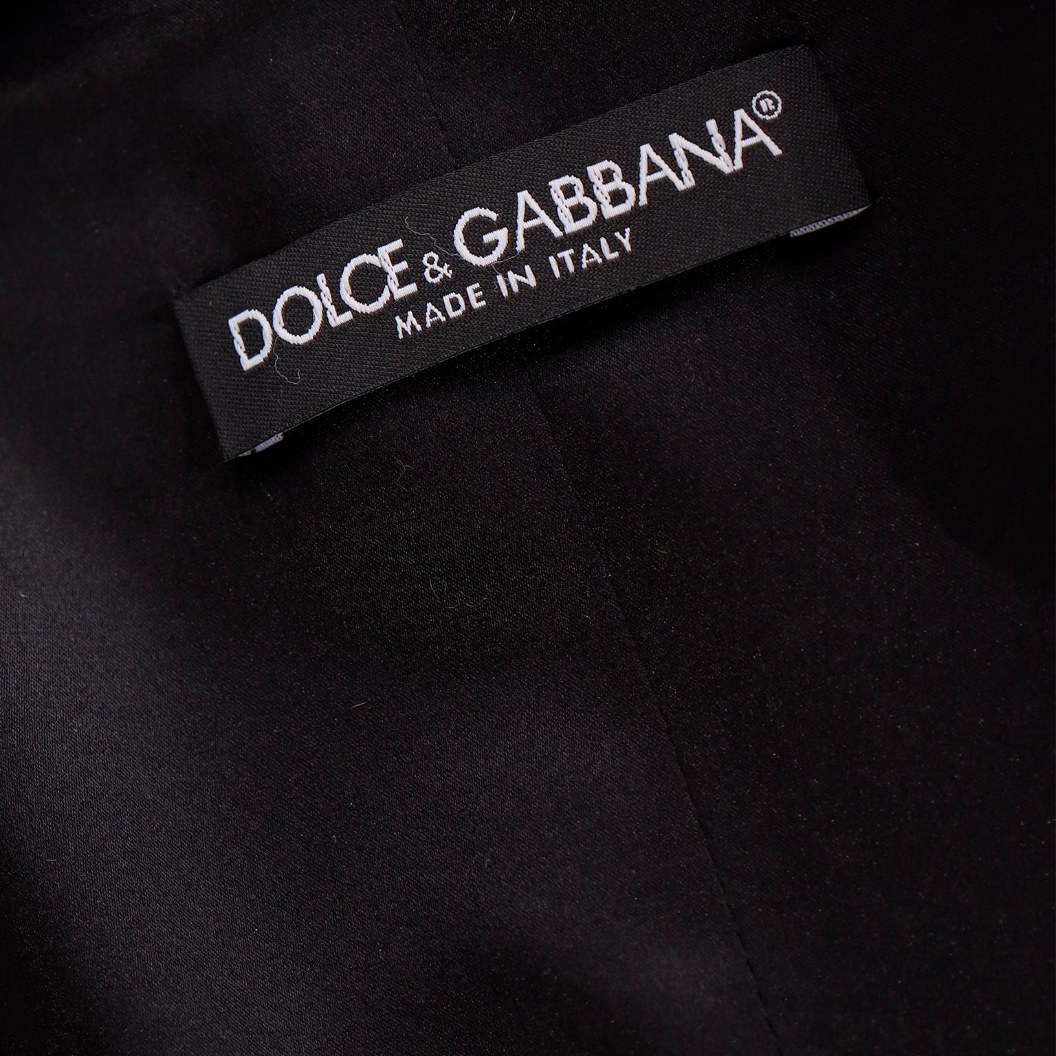Vintage Dolce & Gabbana Black Tweed 3 Pc Jacket Vest & Trousers Pantsuit  For Sale 9