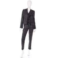 Vintage Dolce & Gabbana Black Tweed 3 Pc Jacket Vest & Trousers Pantsuit