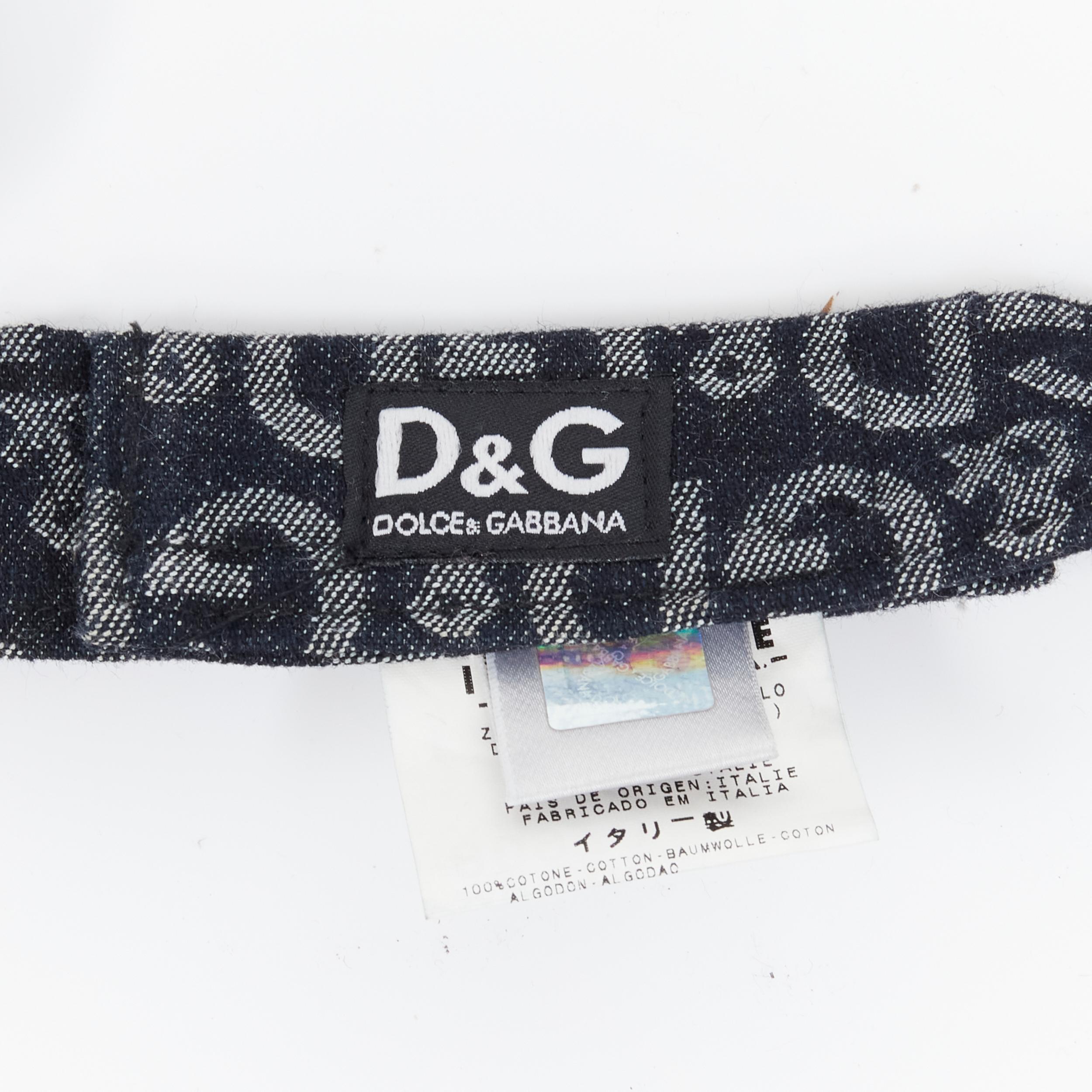 vintage DOLCE GABBANA blue D&G logo denim jacquard gold embroidery visor hat XS For Sale 2