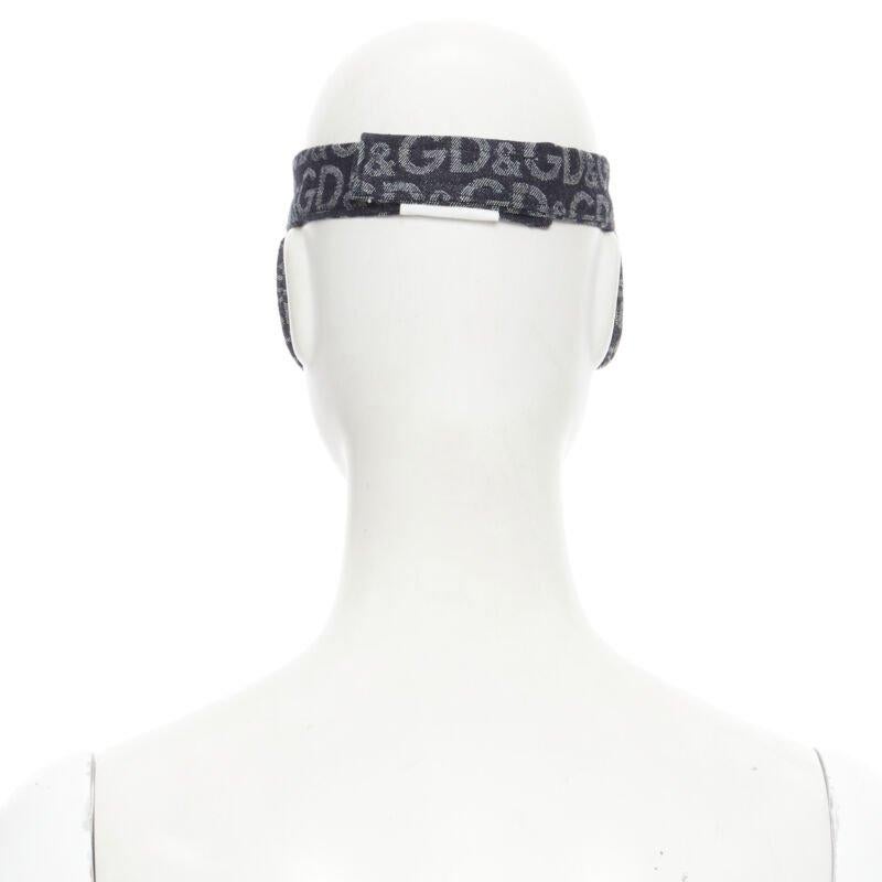 Vintage DOLCE GABBANA bleu logo D&G jacquard denim broderie or visière casquette XS Bon état à Hong Kong, NT