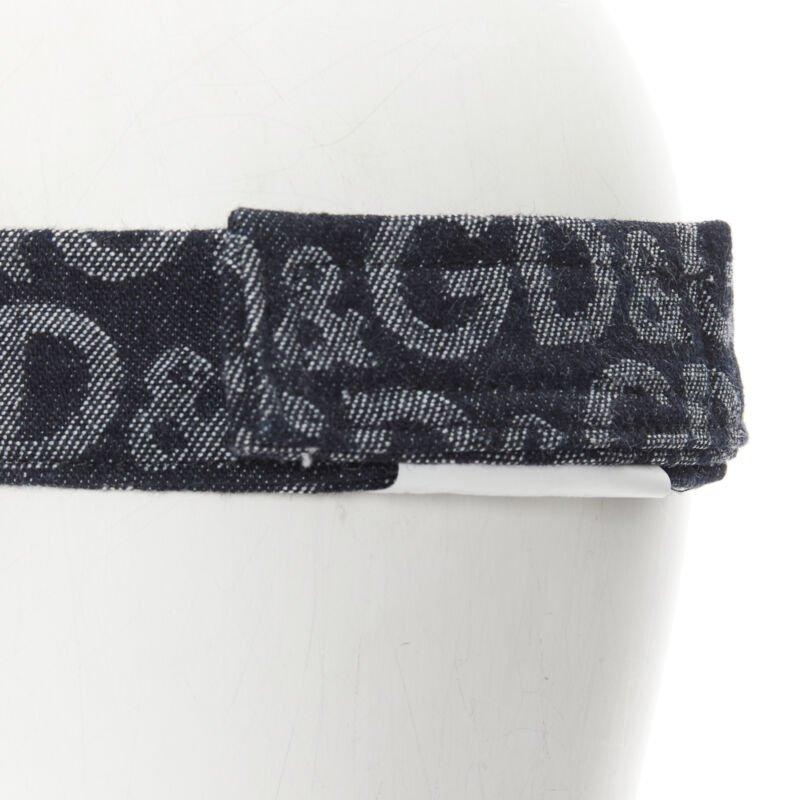 Vintage DOLCE GABBANA bleu logo D&G jacquard denim broderie or visière casquette XS 3