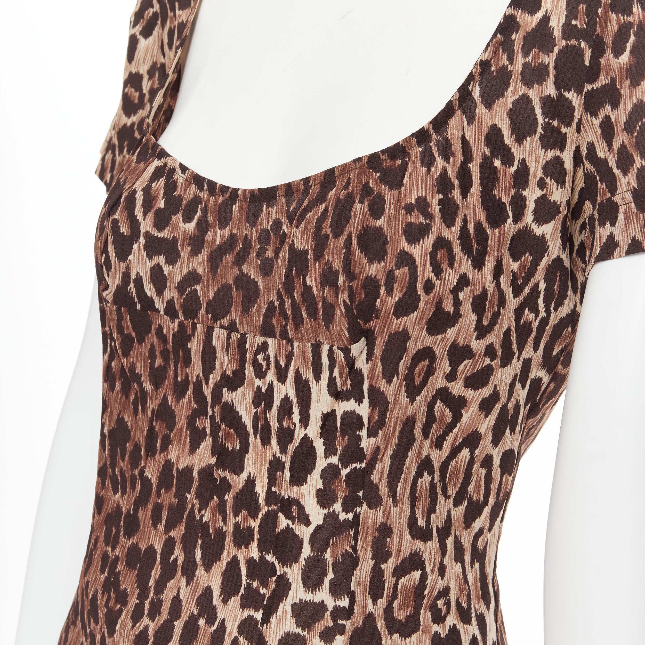 vintage DOLCE GABBANA brown leopard print silk cap sleeve top trousers IT42  M