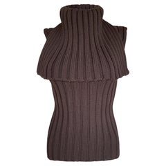 Vintage Dolce & Gabbana brown wool vest sweater turtleneck top-runway F/W 2002
