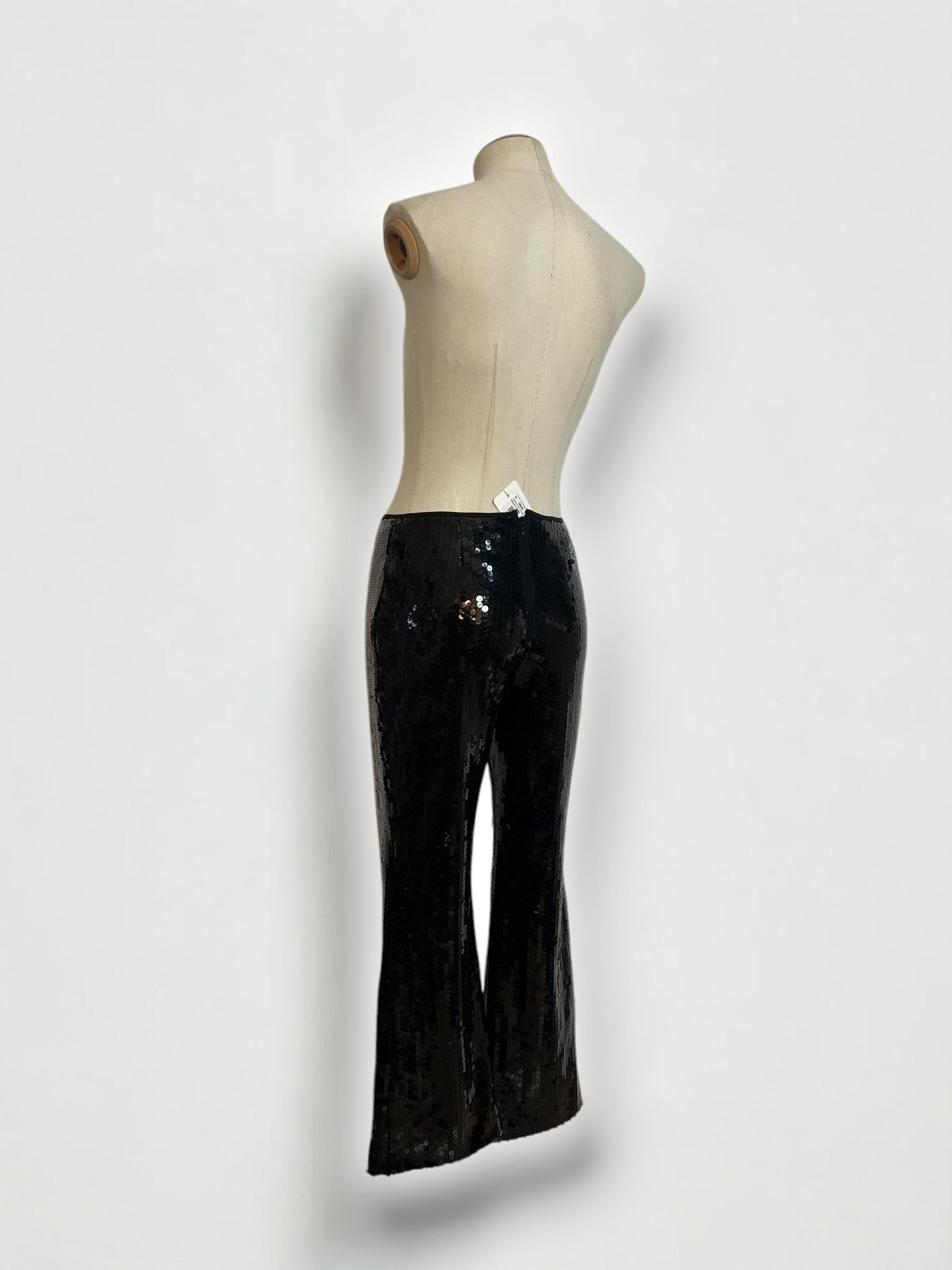 Vintage Dolce & Gabbana c. Pantalon évasé à sequins noirs, printemps/été 1999 Bon état - En vente à CAPELLE AAN DEN IJSSEL, ZH