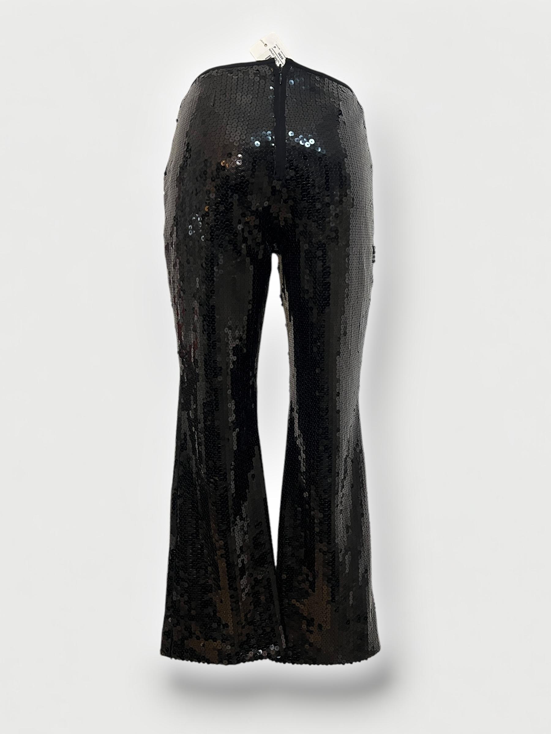Vintage Dolce & Gabbana c. Pantalon évasé à sequins noirs, printemps/été 1999 en vente 1