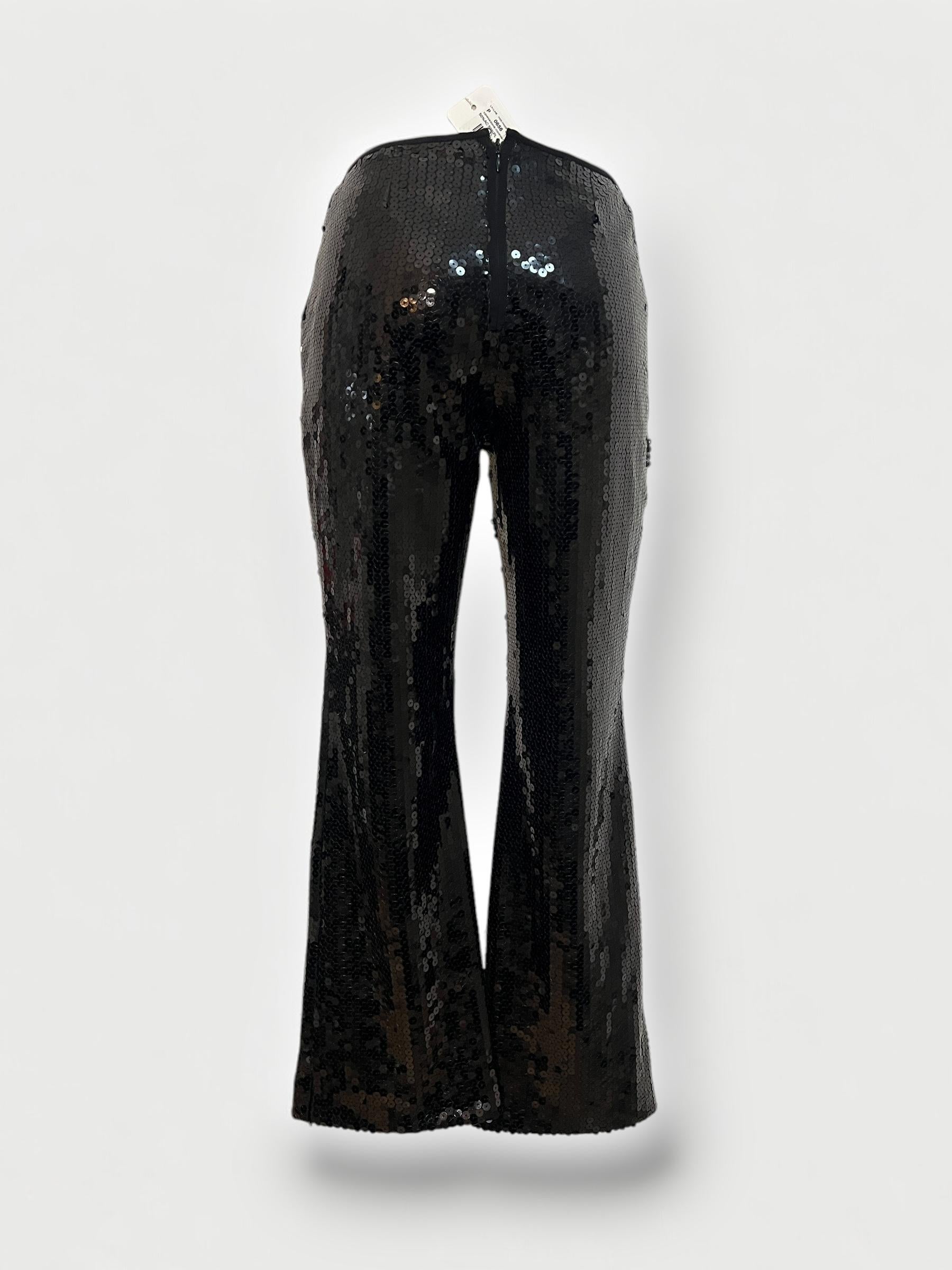 Vintage Dolce & Gabbana c. Pantalon évasé à sequins noirs, printemps/été 1999 en vente 2