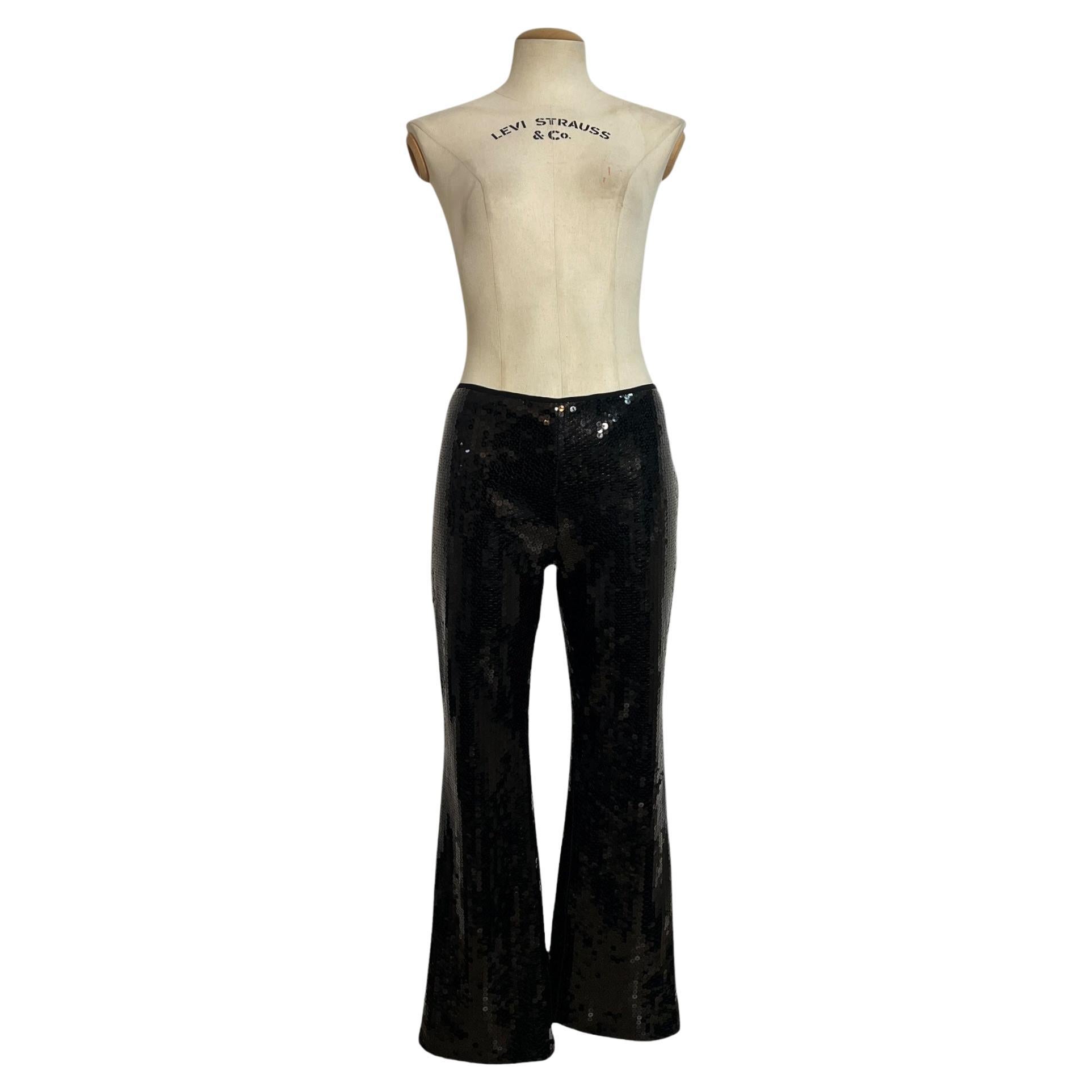 Vintage Dolce & Gabbana c. Spring/Summer 1999 Black Sequin Flared Pants