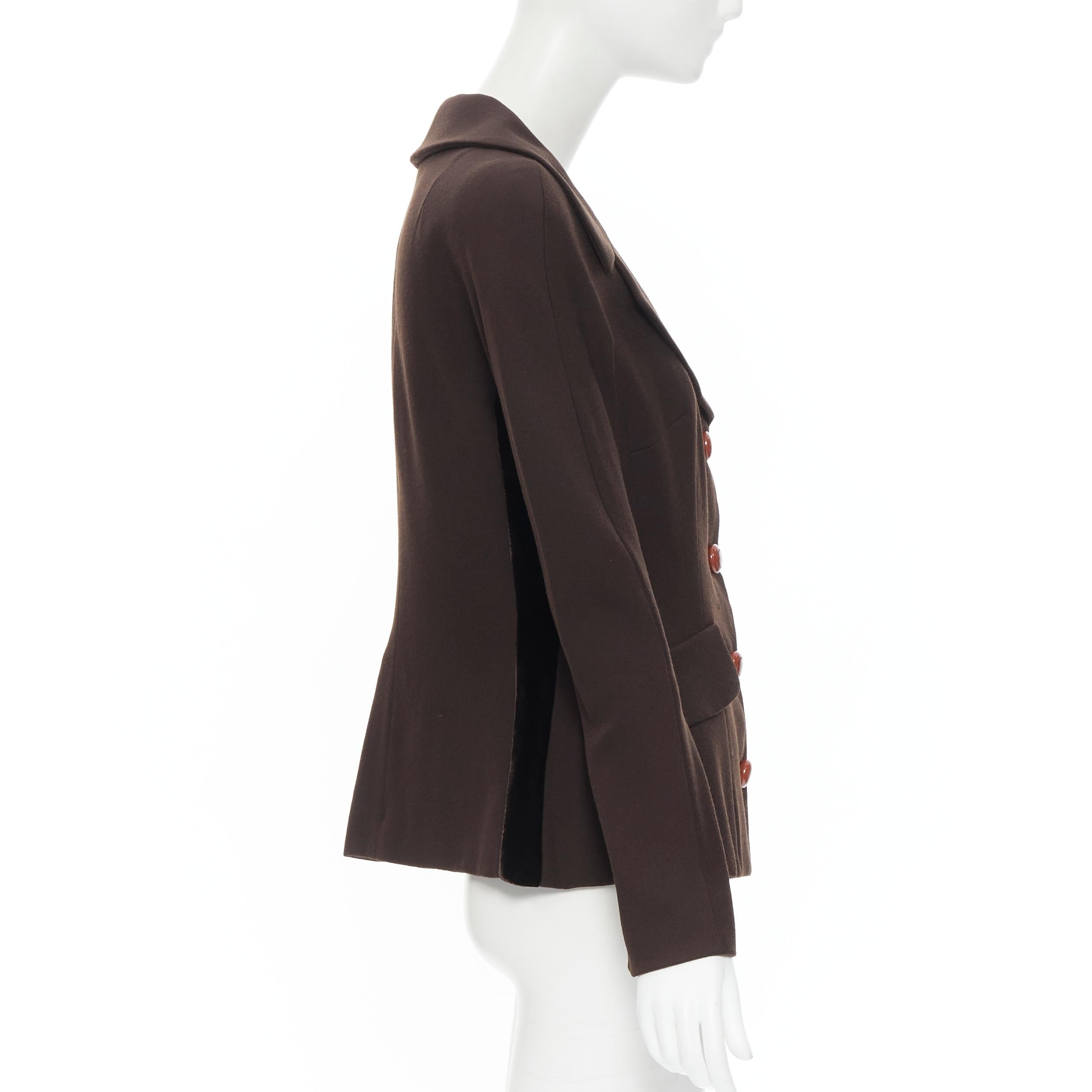 Black vintage DOLCE GABBANA decorative button velvet crepe jacket skirt set IT42 M