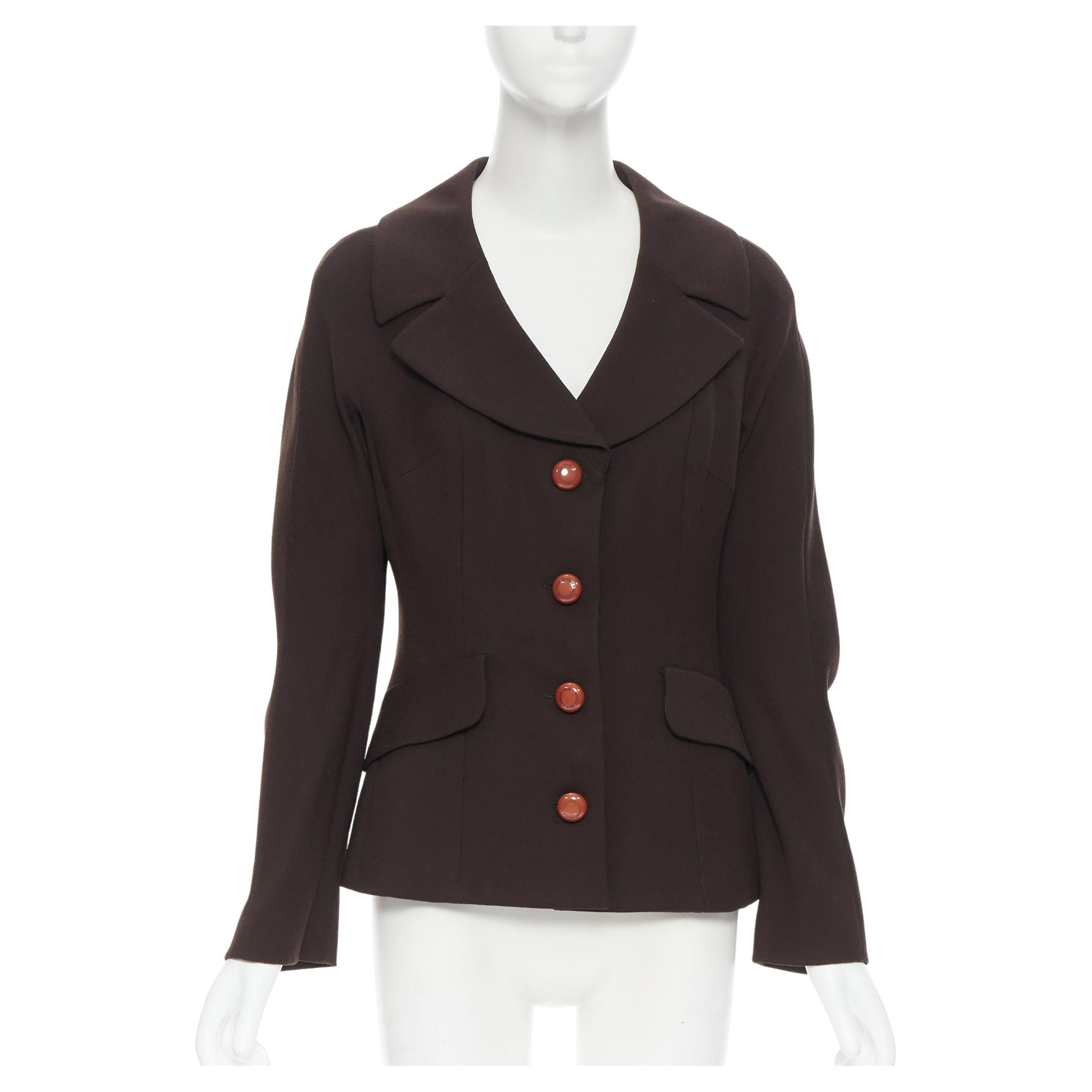 vintage DOLCE GABBANA decorative button velvet crepe jacket skirt set IT42 M
